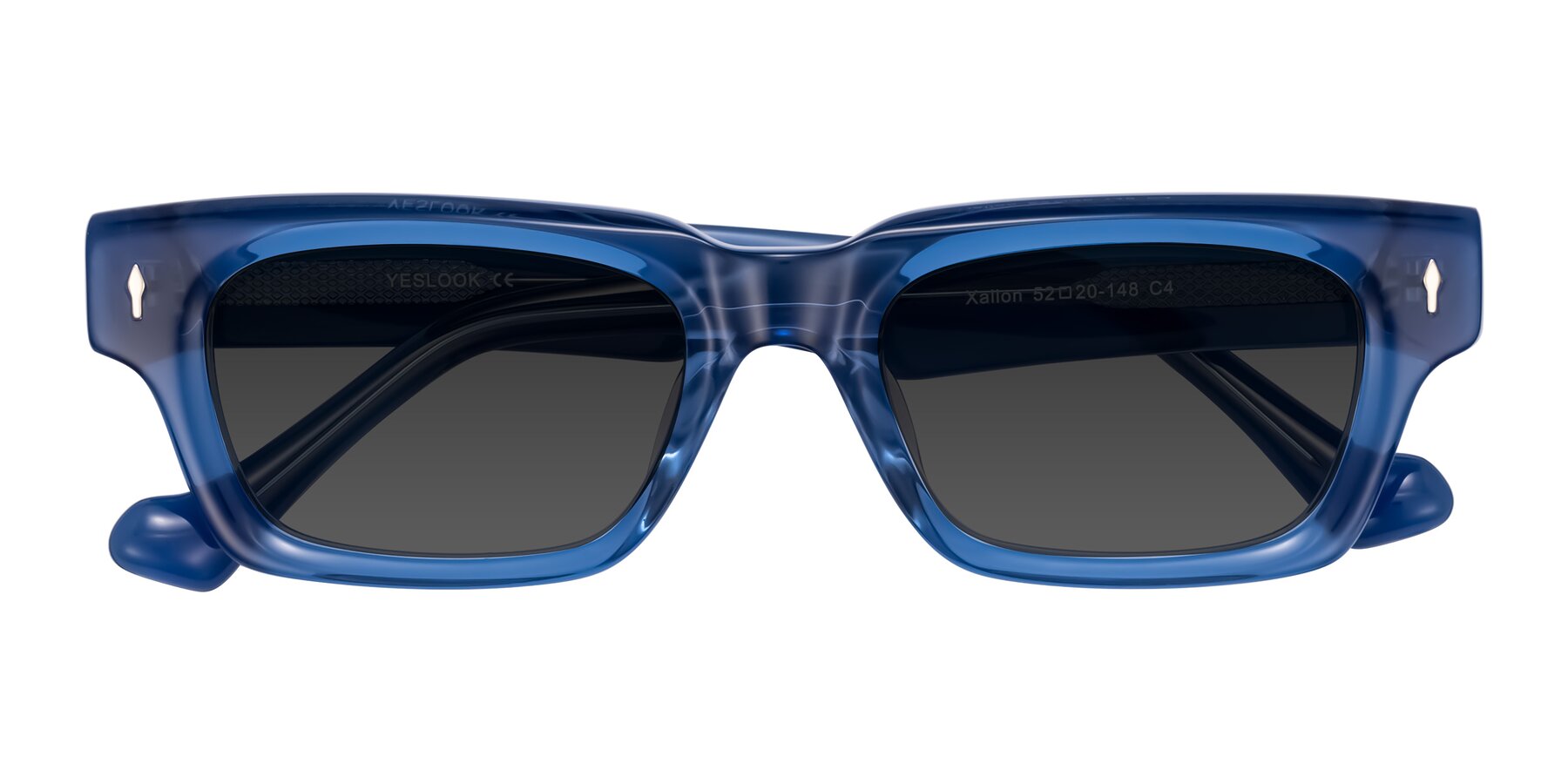 Folded Front of Xallon in Blue with Gray Tinted Lenses
