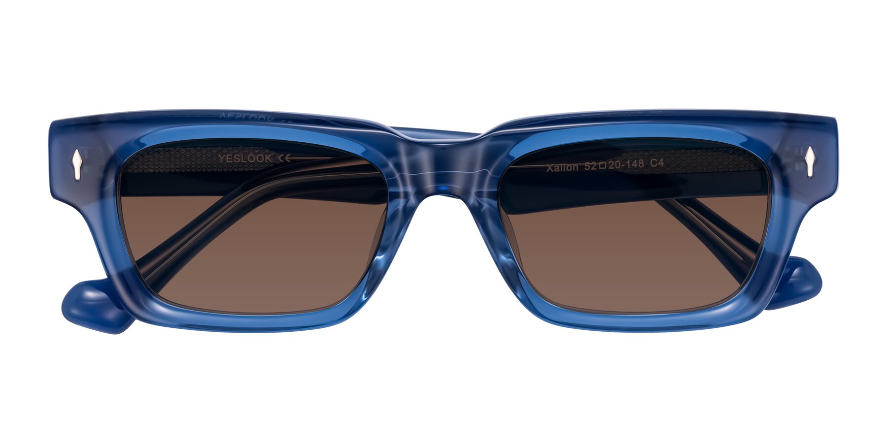 Folded Front of Xallon in Blue with Brown Tinted Lenses