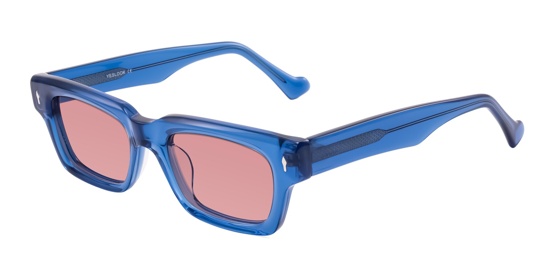 Angle of Xallon in Blue with Medium Garnet Tinted Lenses