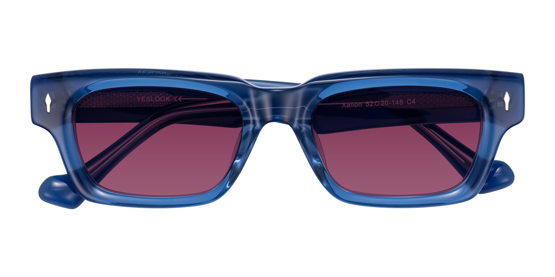 Folded Front of Xallon in Blue with Wine Tinted Lenses