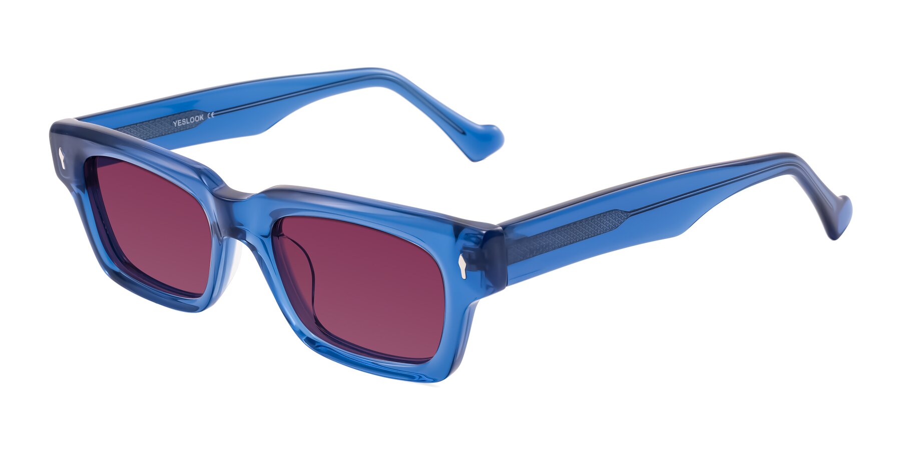 Angle of Xallon in Blue with Wine Tinted Lenses