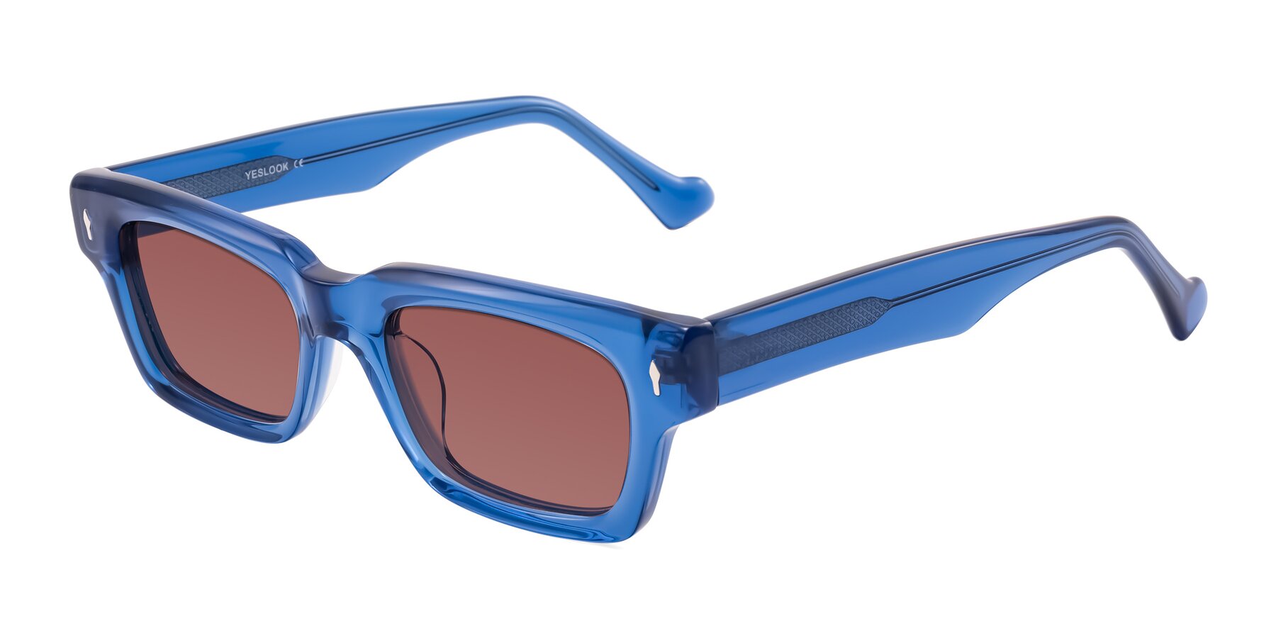 Angle of Xallon in Blue with Garnet Tinted Lenses