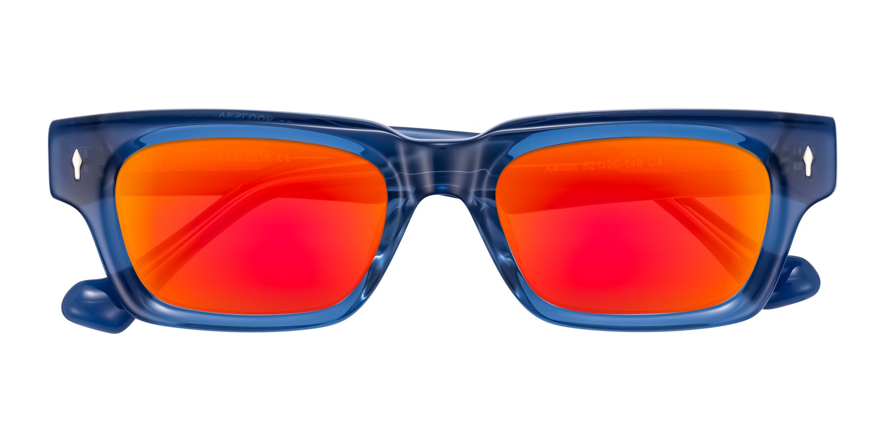 Folded Front of Xallon in Blue with Red Gold Mirrored Lenses