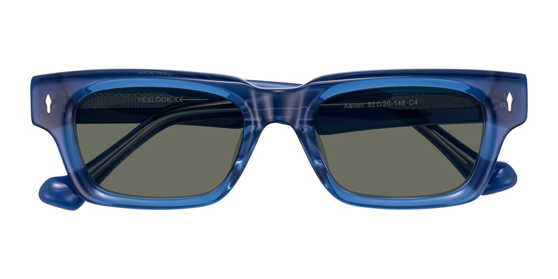 Folded Front of Xallon in Blue with Gray Polarized Lenses