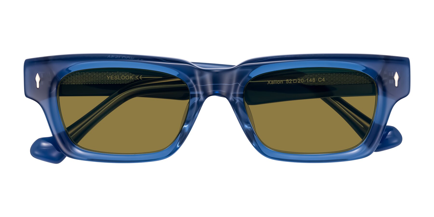 Folded Front of Xallon in Blue with Brown Polarized Lenses