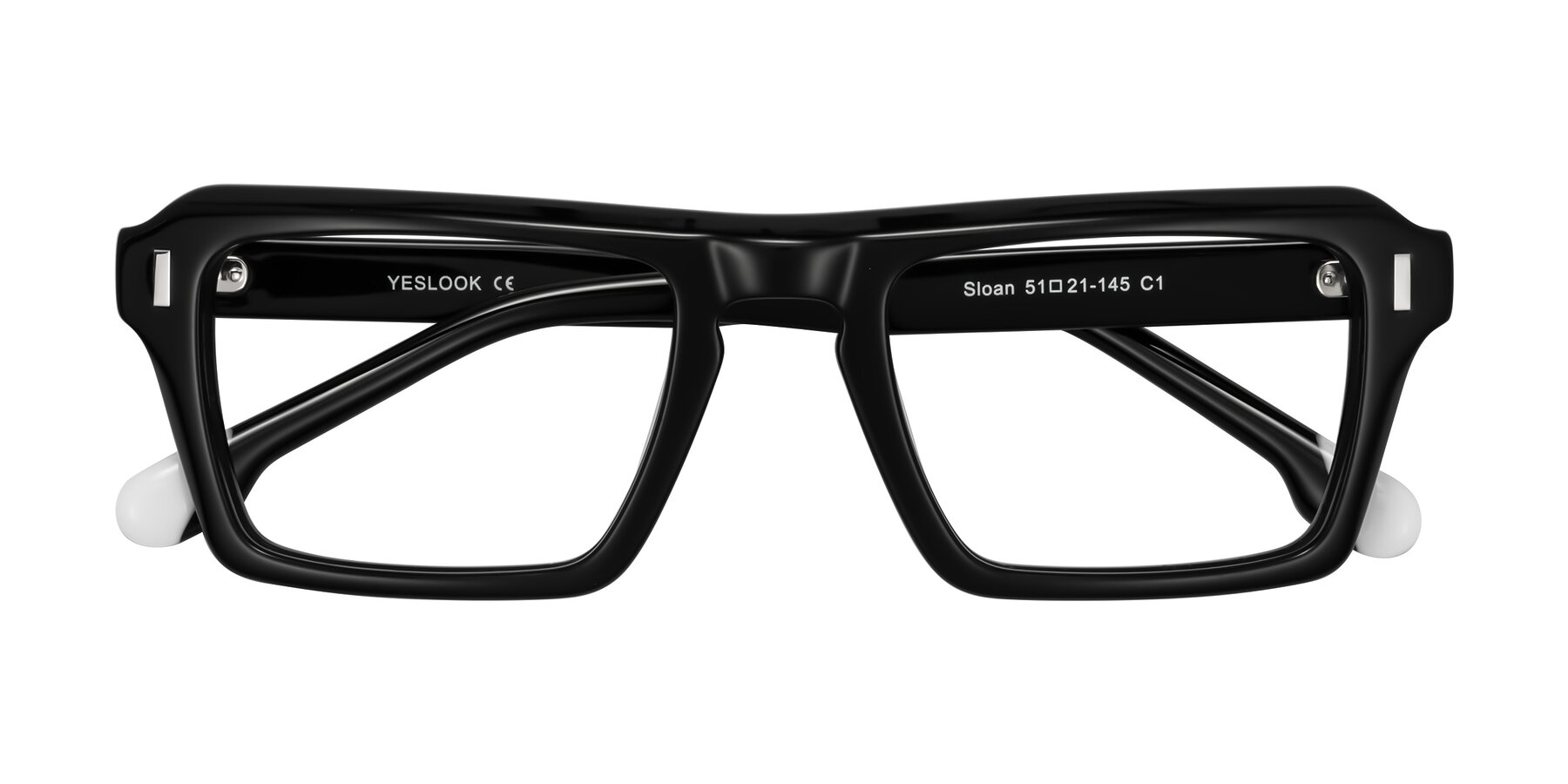 Folded Front of Sloan in Black with Clear Blue Light Blocking Lenses