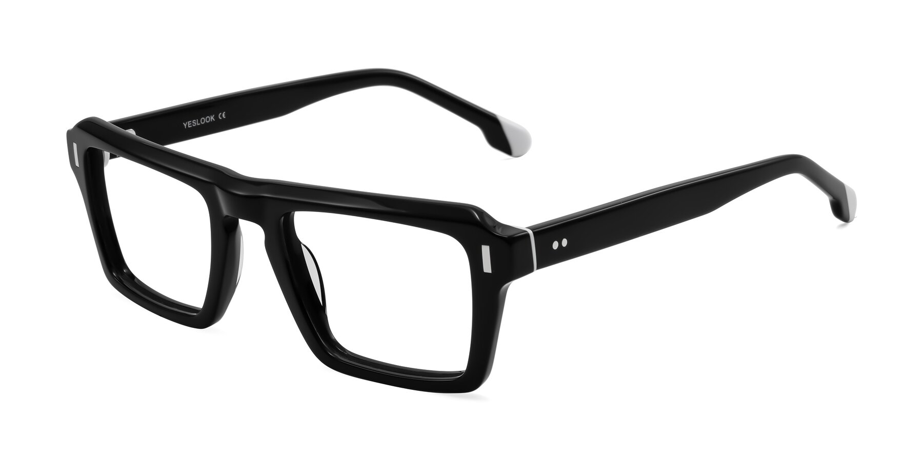 Angle of Sloan in Black with Clear Blue Light Blocking Lenses