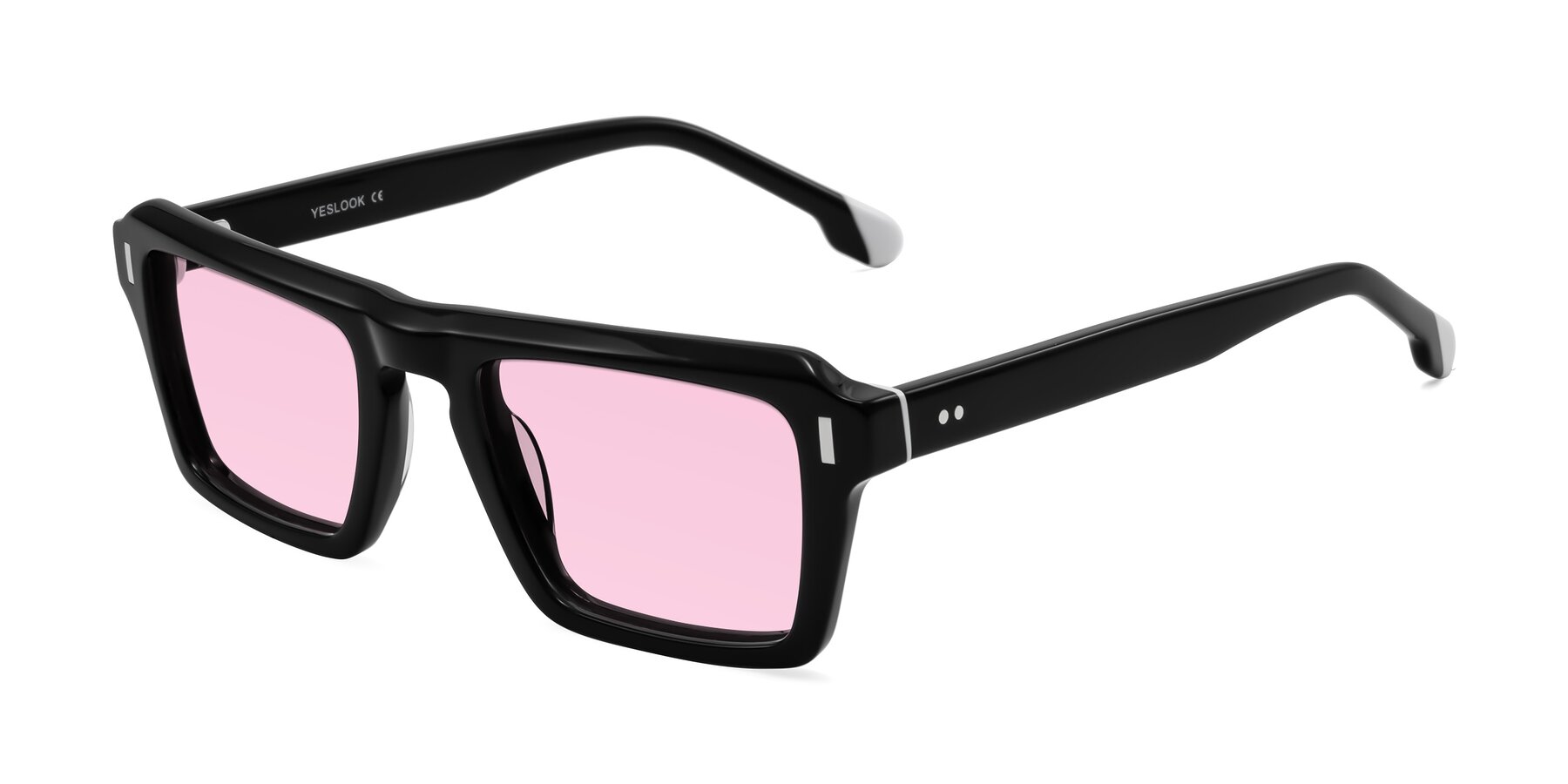 Angle of Sloan in Black with Light Pink Tinted Lenses