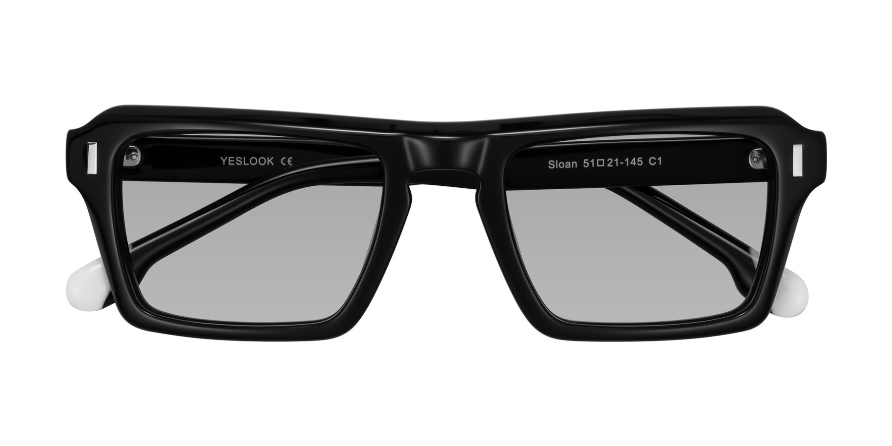 Folded Front of Sloan in Black with Light Gray Tinted Lenses