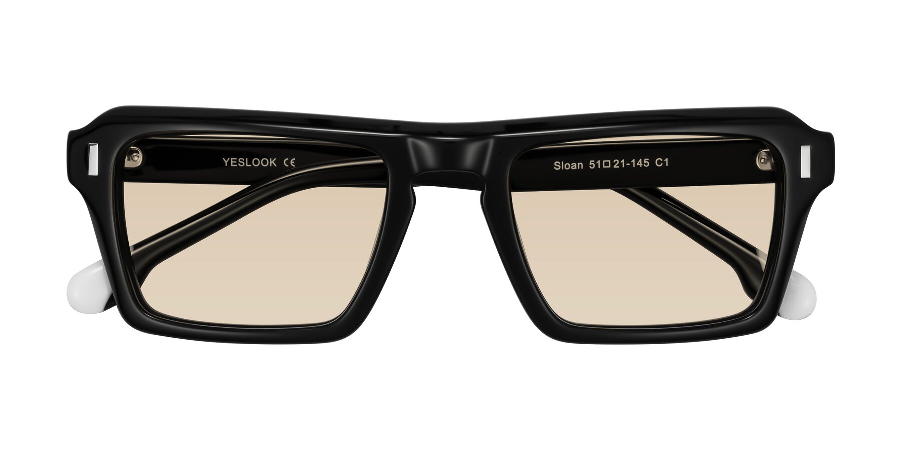 Folded Front of Sloan in Black with Light Brown Tinted Lenses