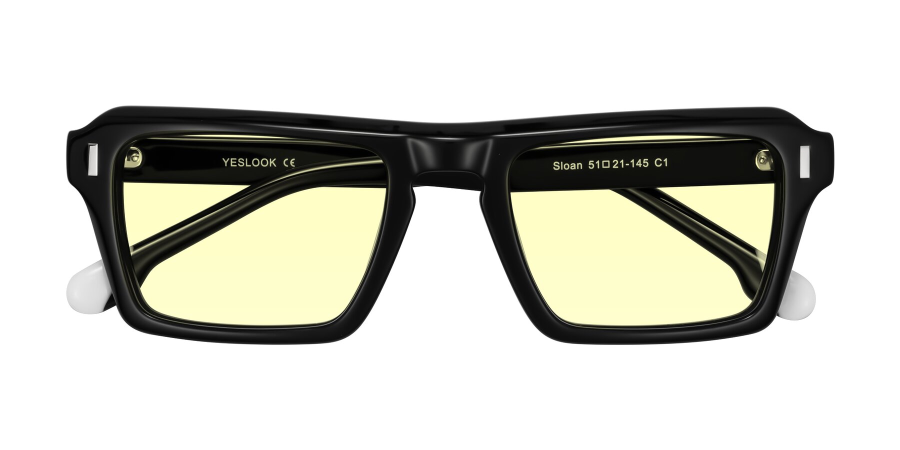 Folded Front of Sloan in Black with Light Yellow Tinted Lenses