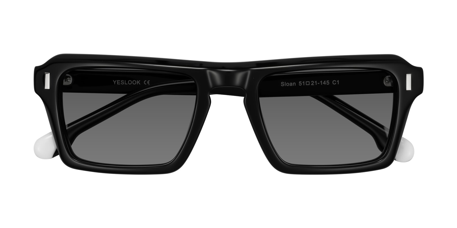 Folded Front of Sloan in Black with Medium Gray Tinted Lenses