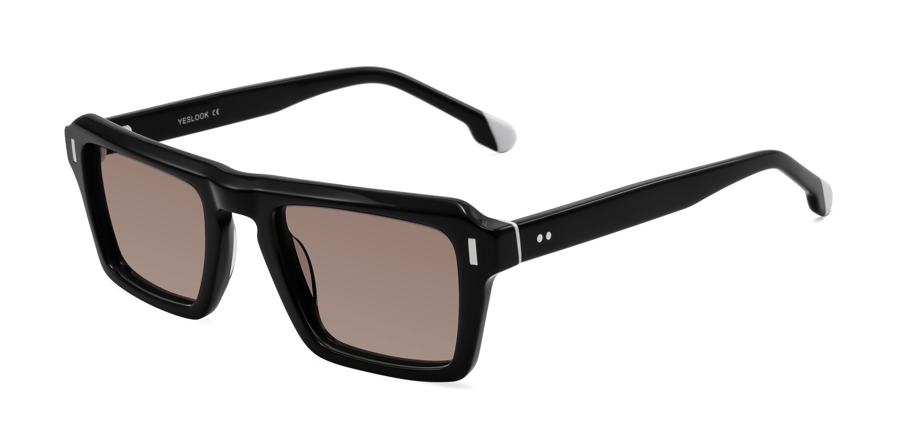Angle of Sloan in Black with Medium Brown Tinted Lenses
