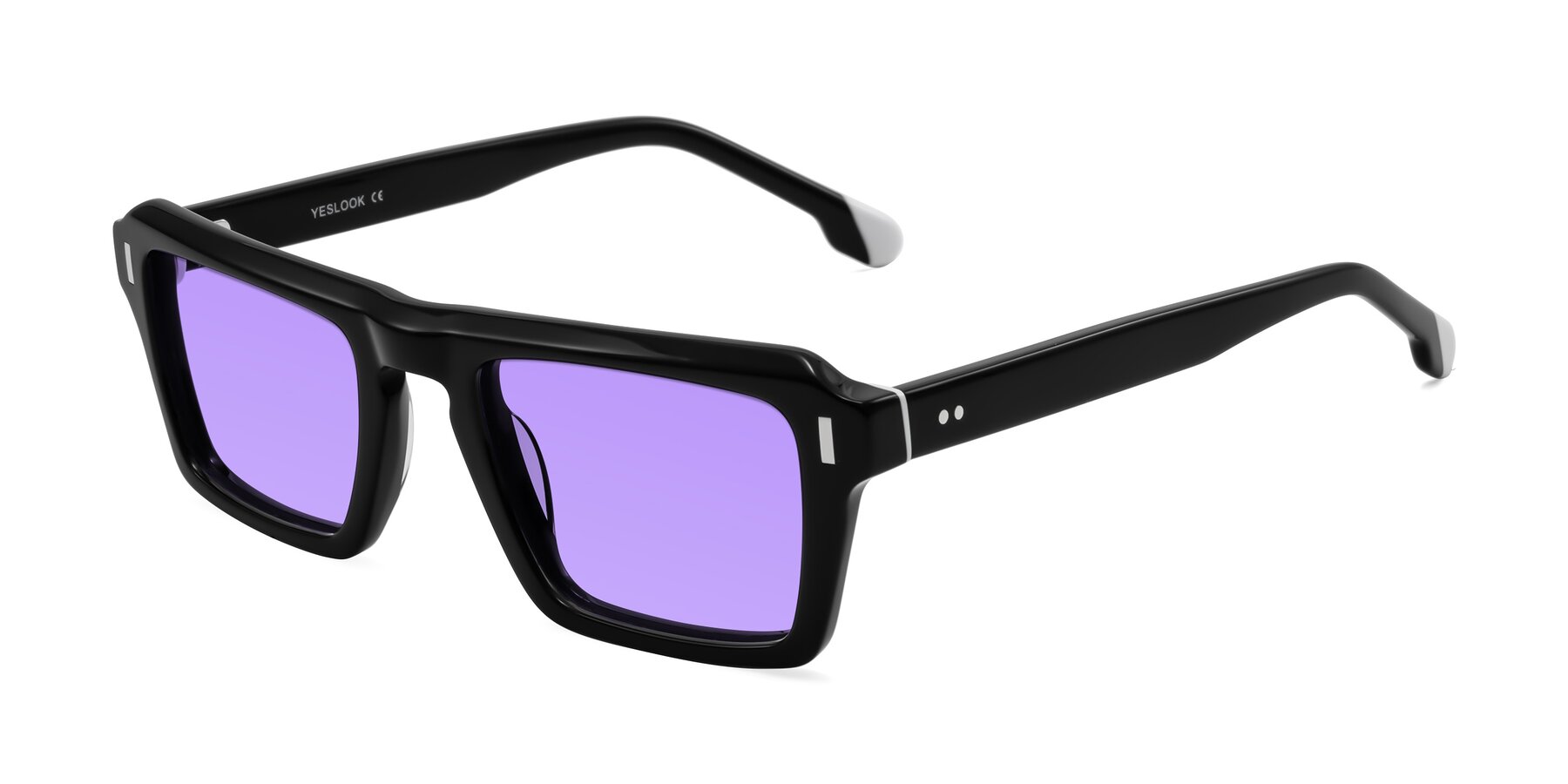 Angle of Sloan in Black with Medium Purple Tinted Lenses