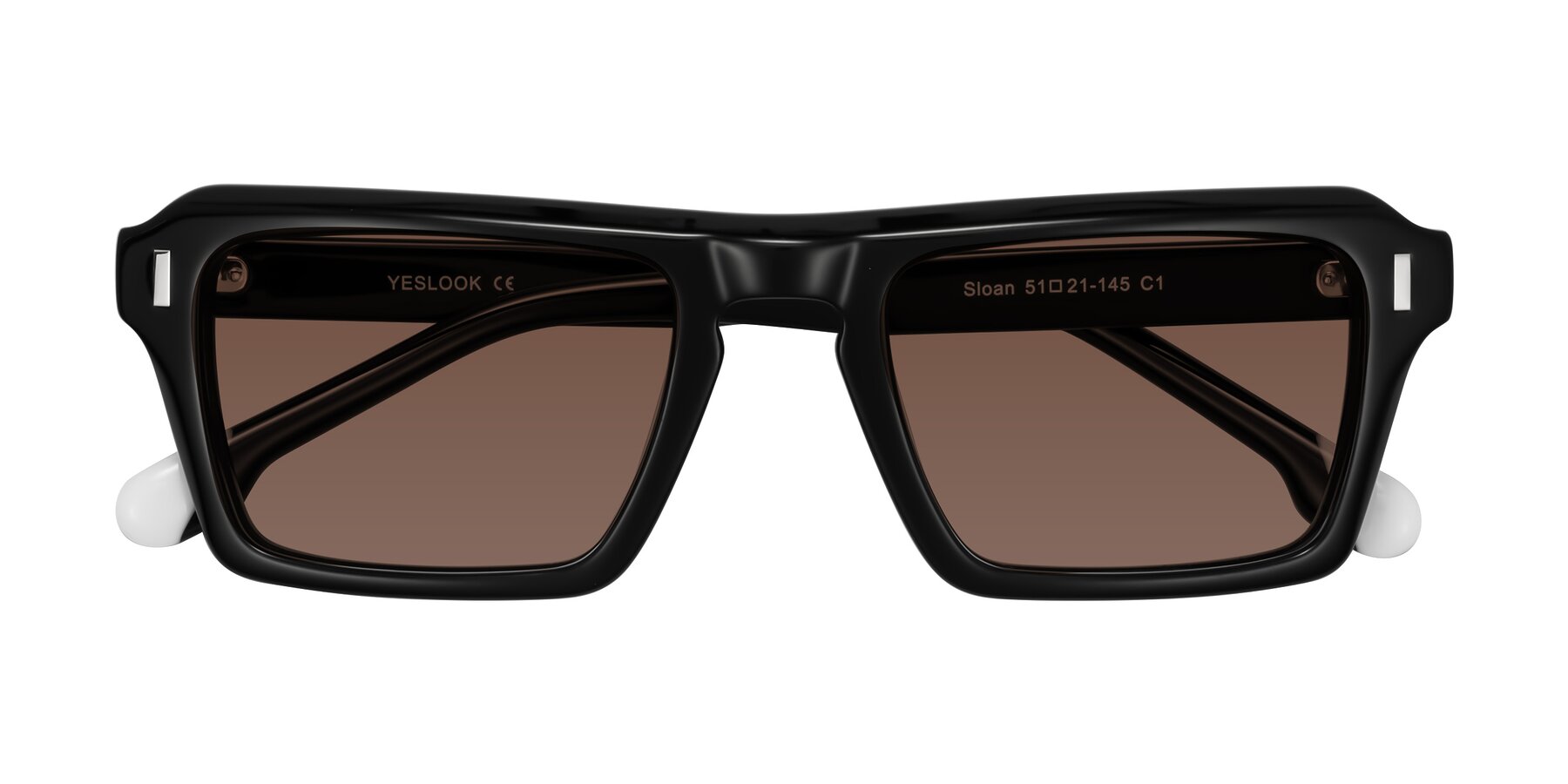 Folded Front of Sloan in Black with Brown Tinted Lenses