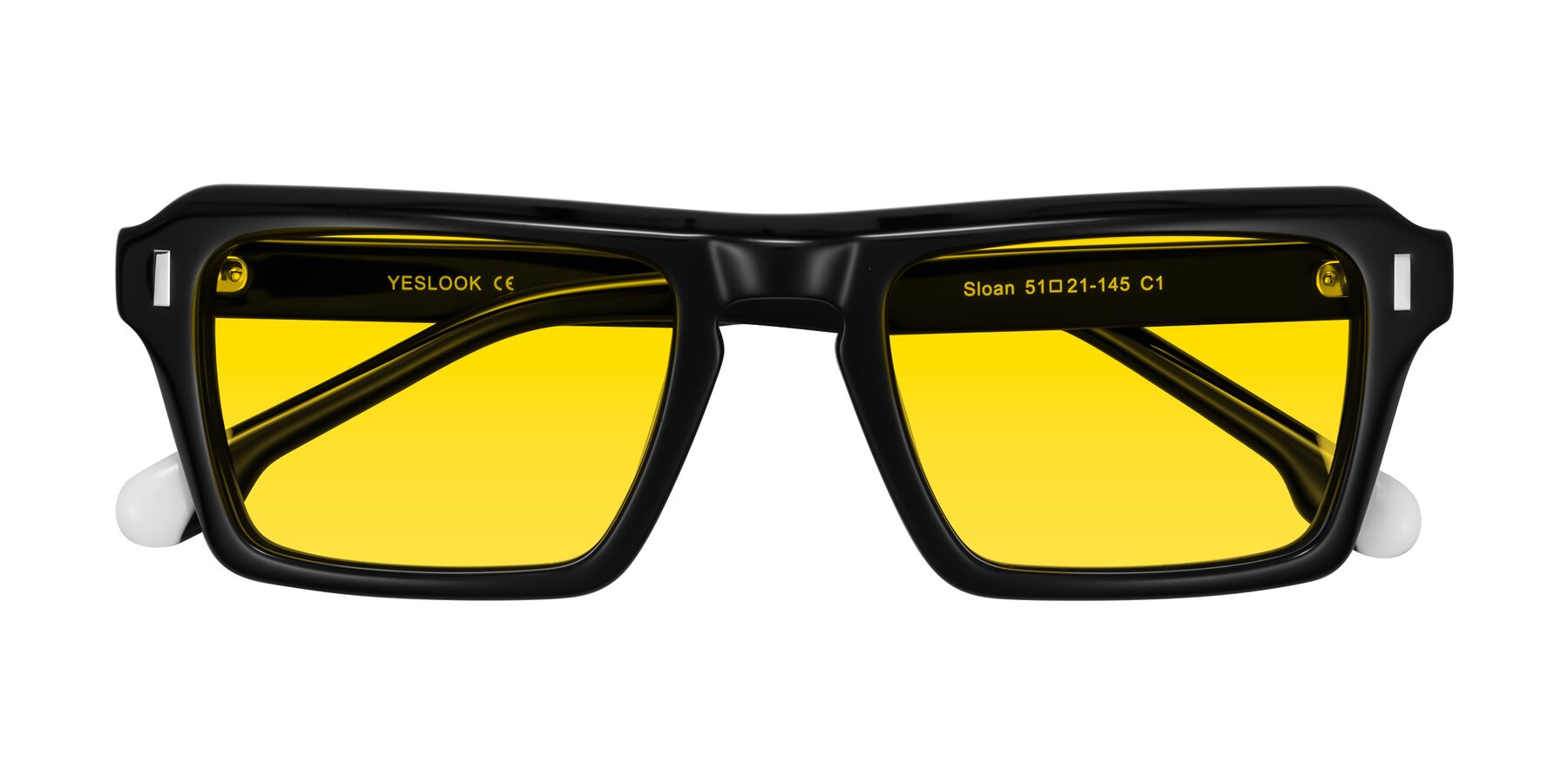 Folded Front of Sloan in Black with Yellow Tinted Lenses