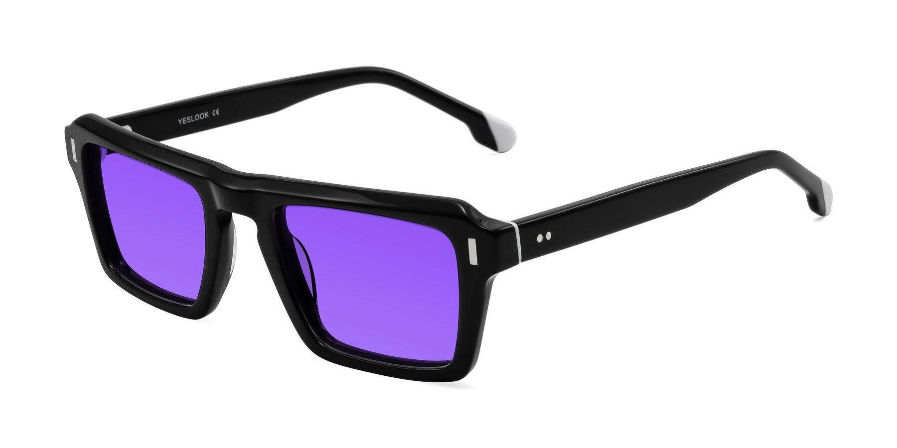 Angle of Sloan in Black with Purple Tinted Lenses