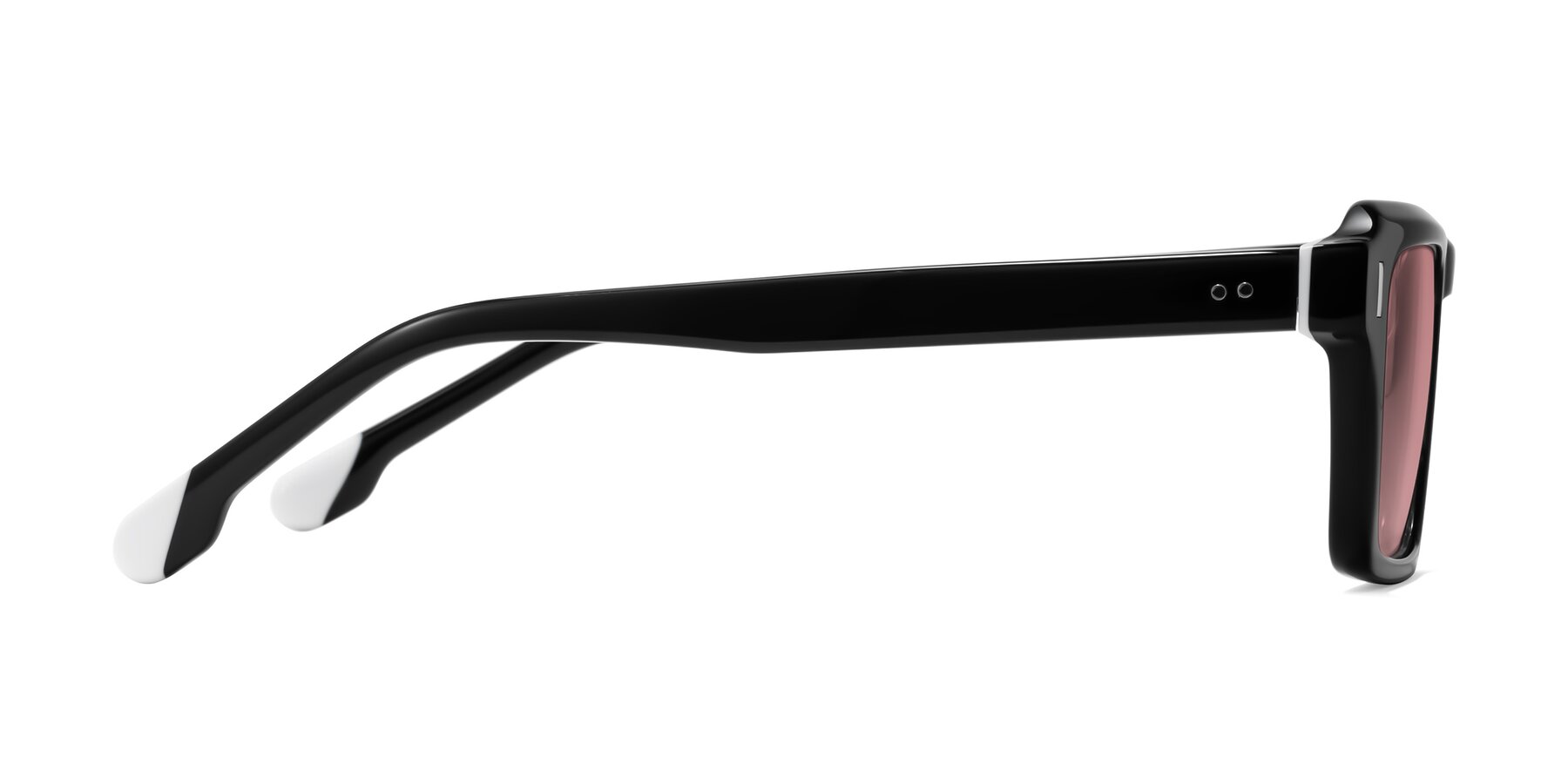 Side of Sloan in Black with Medium Garnet Tinted Lenses