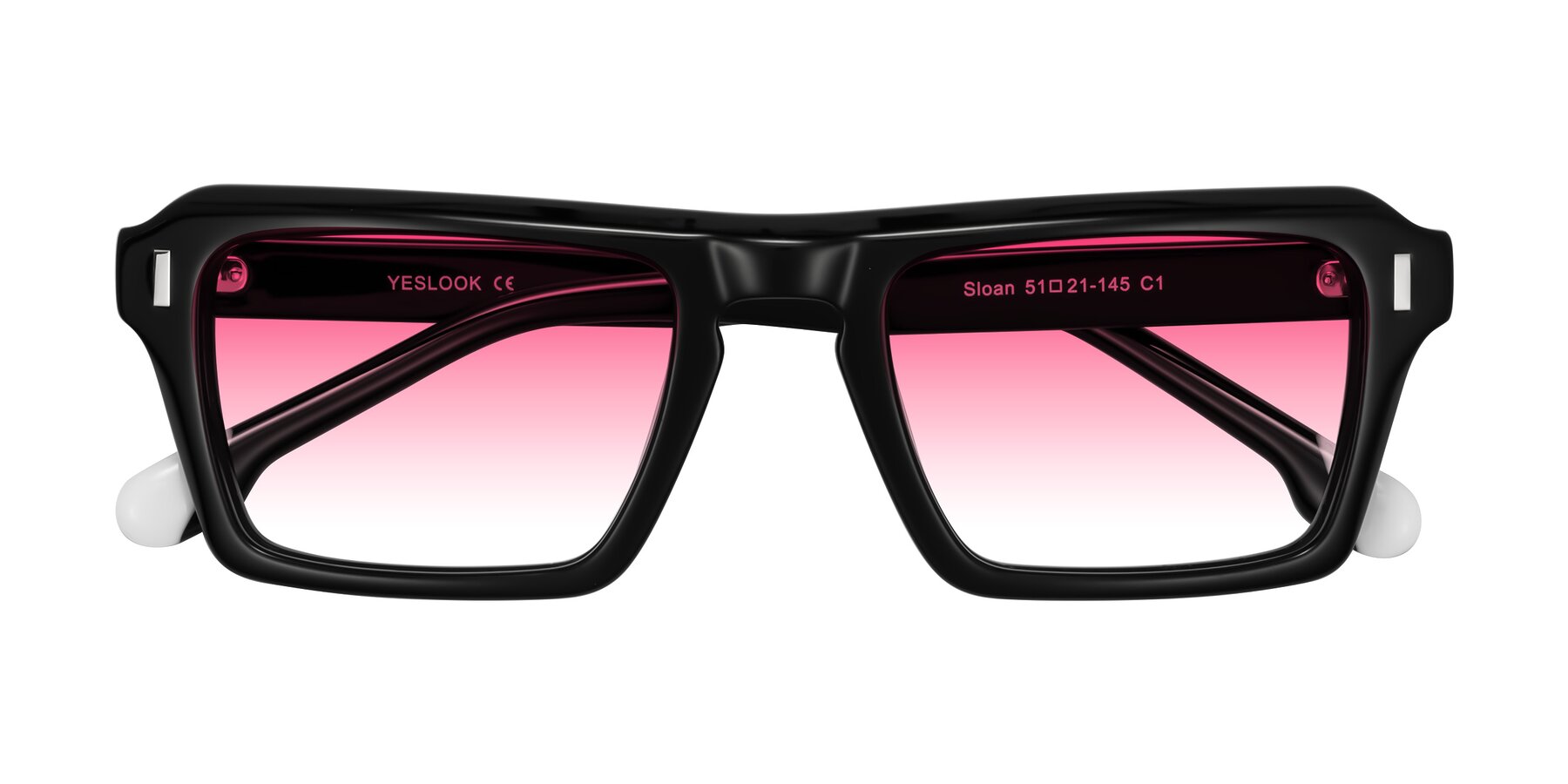 Folded Front of Sloan in Black with Pink Gradient Lenses