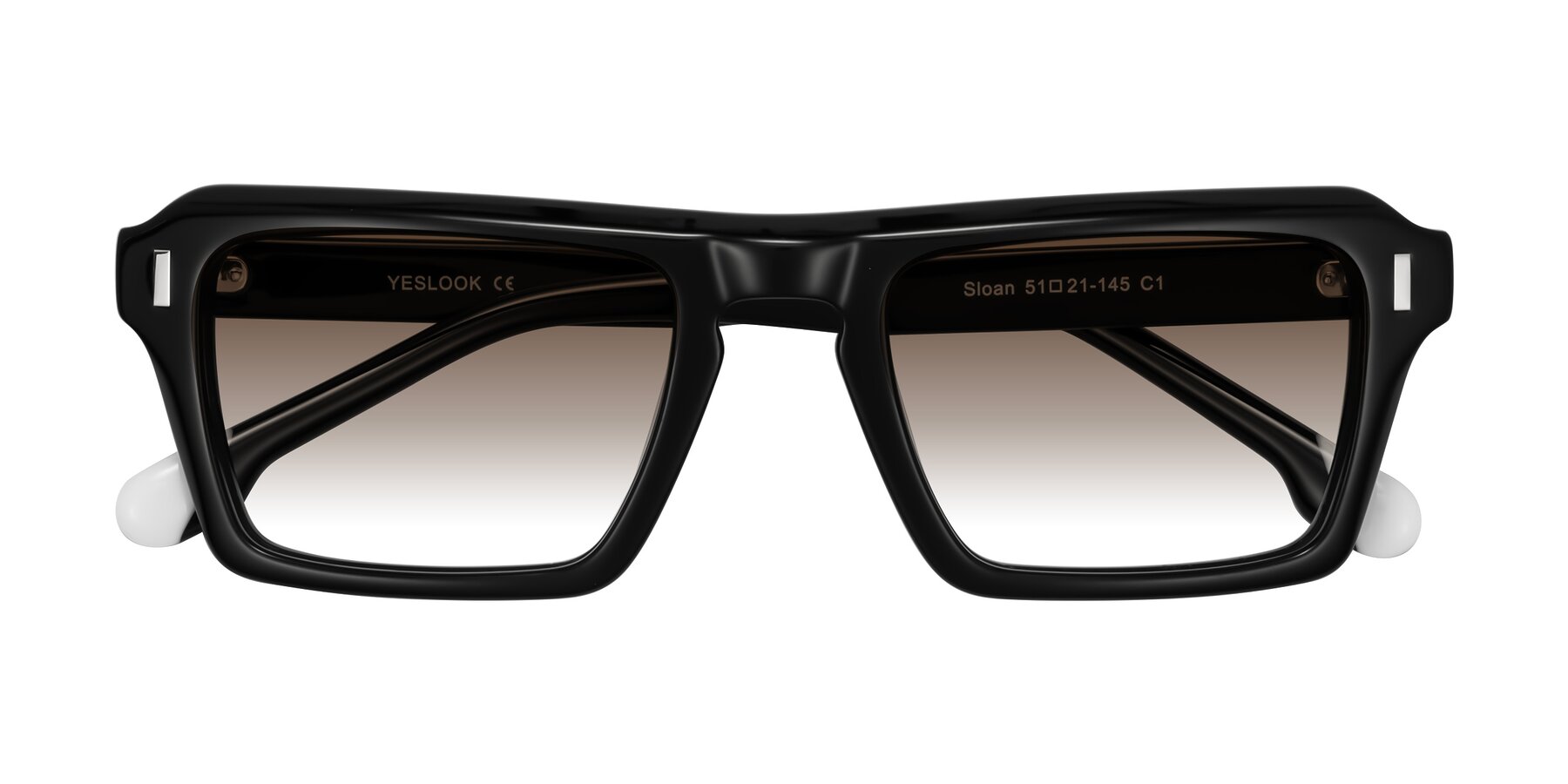 Folded Front of Sloan in Black with Brown Gradient Lenses