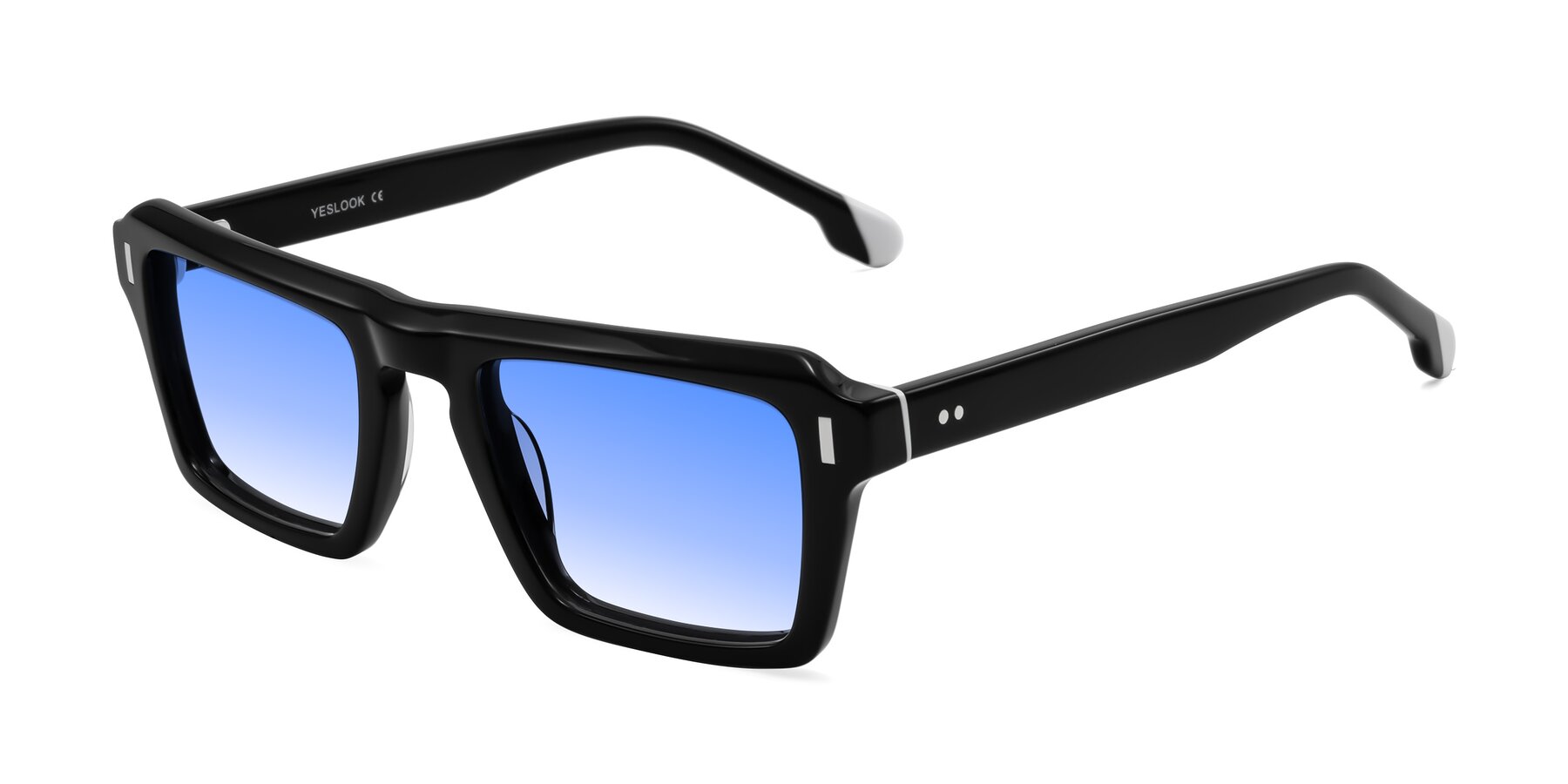 Angle of Sloan in Black with Blue Gradient Lenses