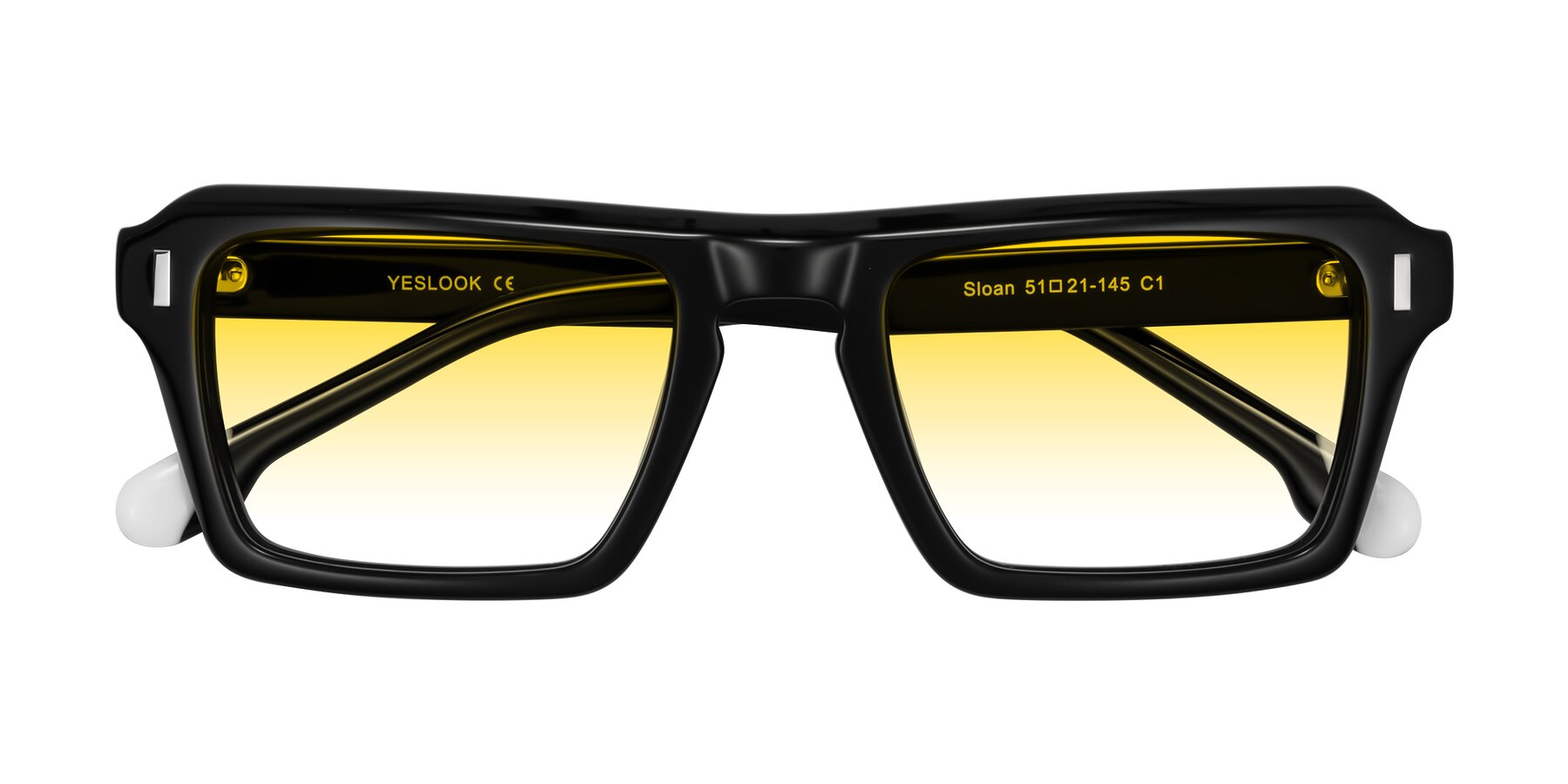 Folded Front of Sloan in Black with Yellow Gradient Lenses
