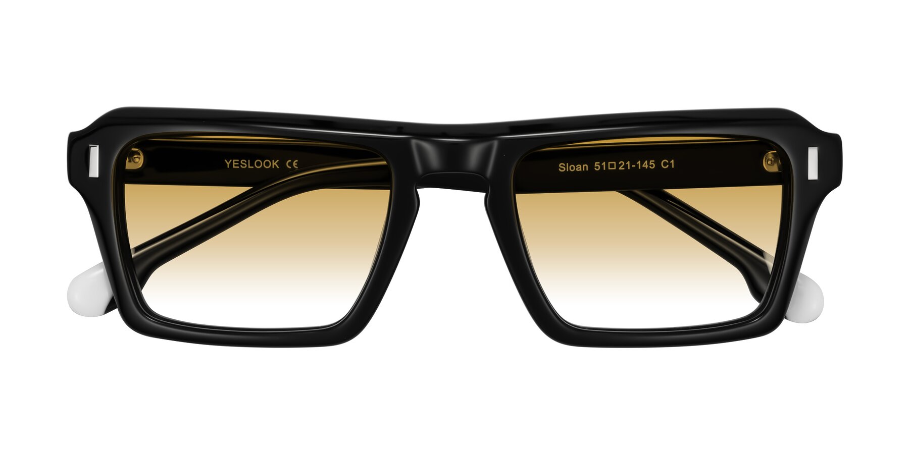 Folded Front of Sloan in Black with Champagne Gradient Lenses