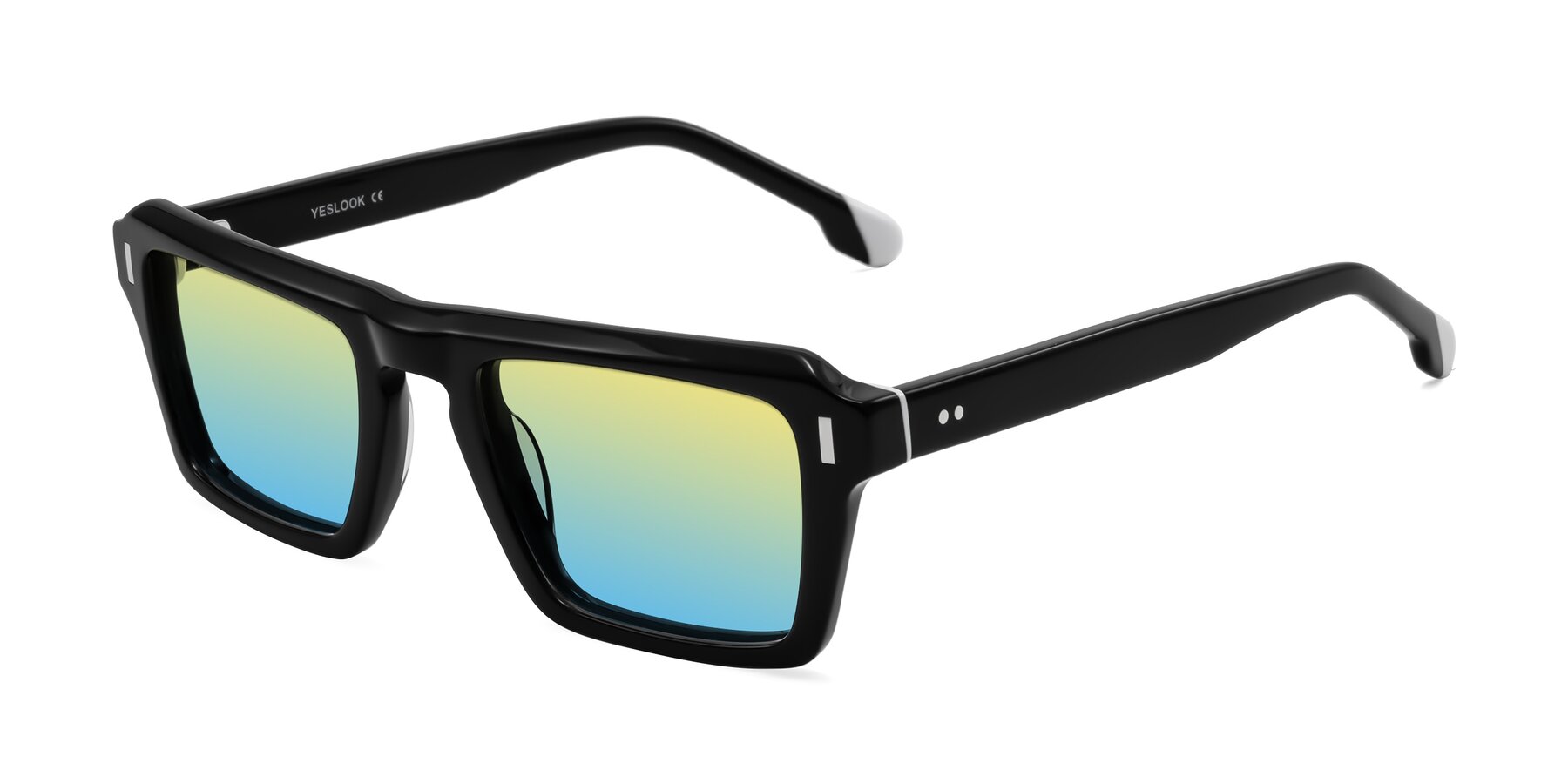 Angle of Sloan in Black with Yellow / Blue Gradient Lenses