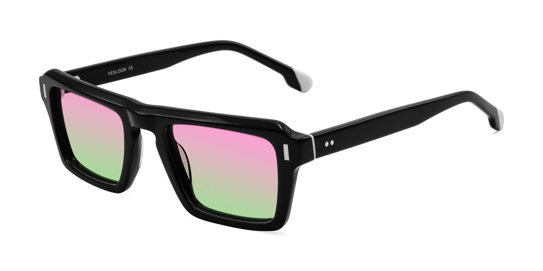 Angle of Sloan in Black with Pink / Green Gradient Lenses