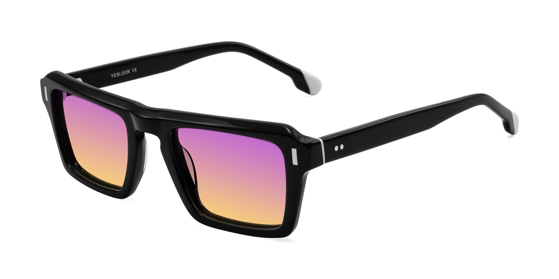 Angle of Sloan in Black with Purple / Yellow Gradient Lenses