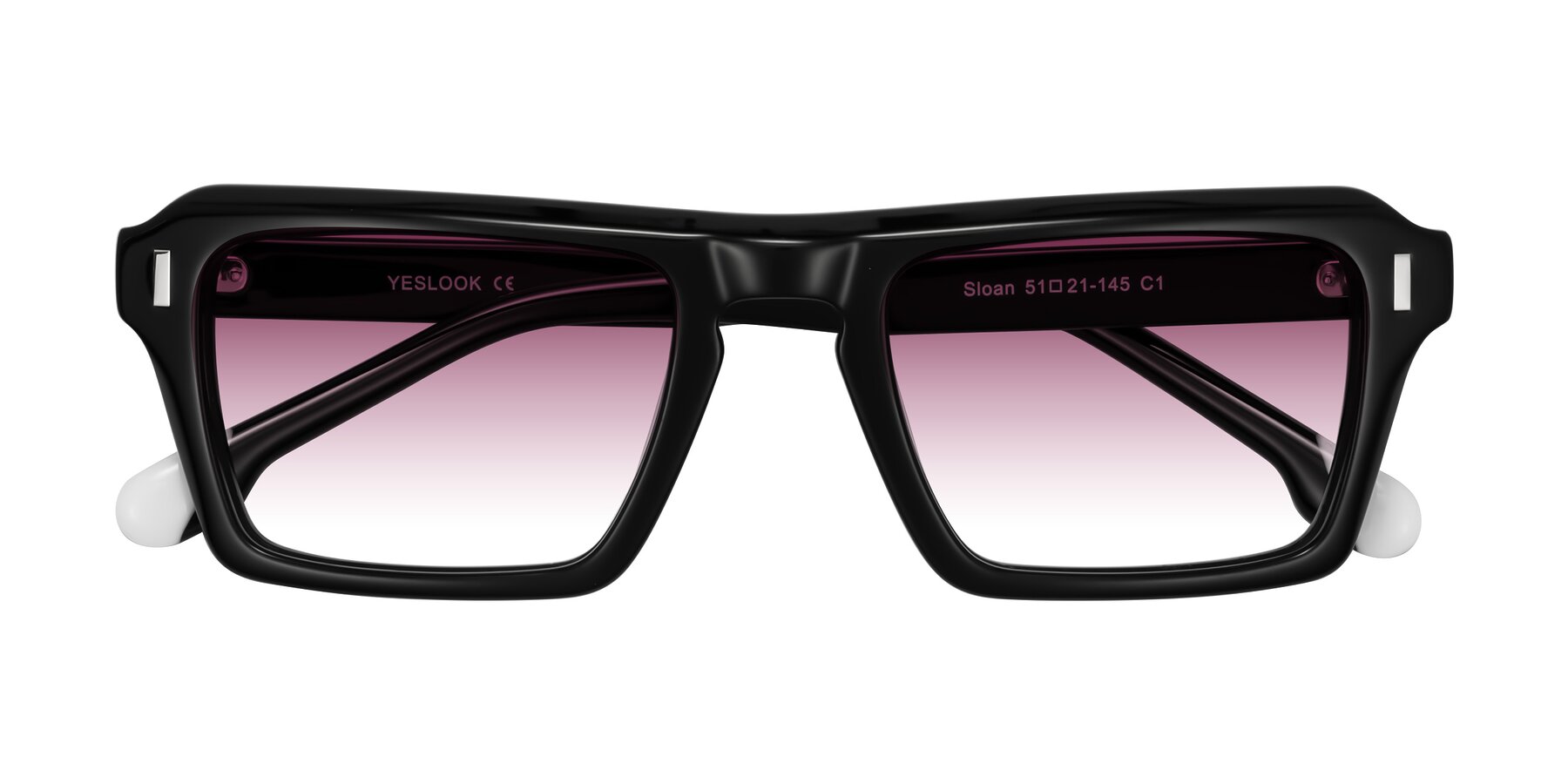 Folded Front of Sloan in Black with Wine Gradient Lenses