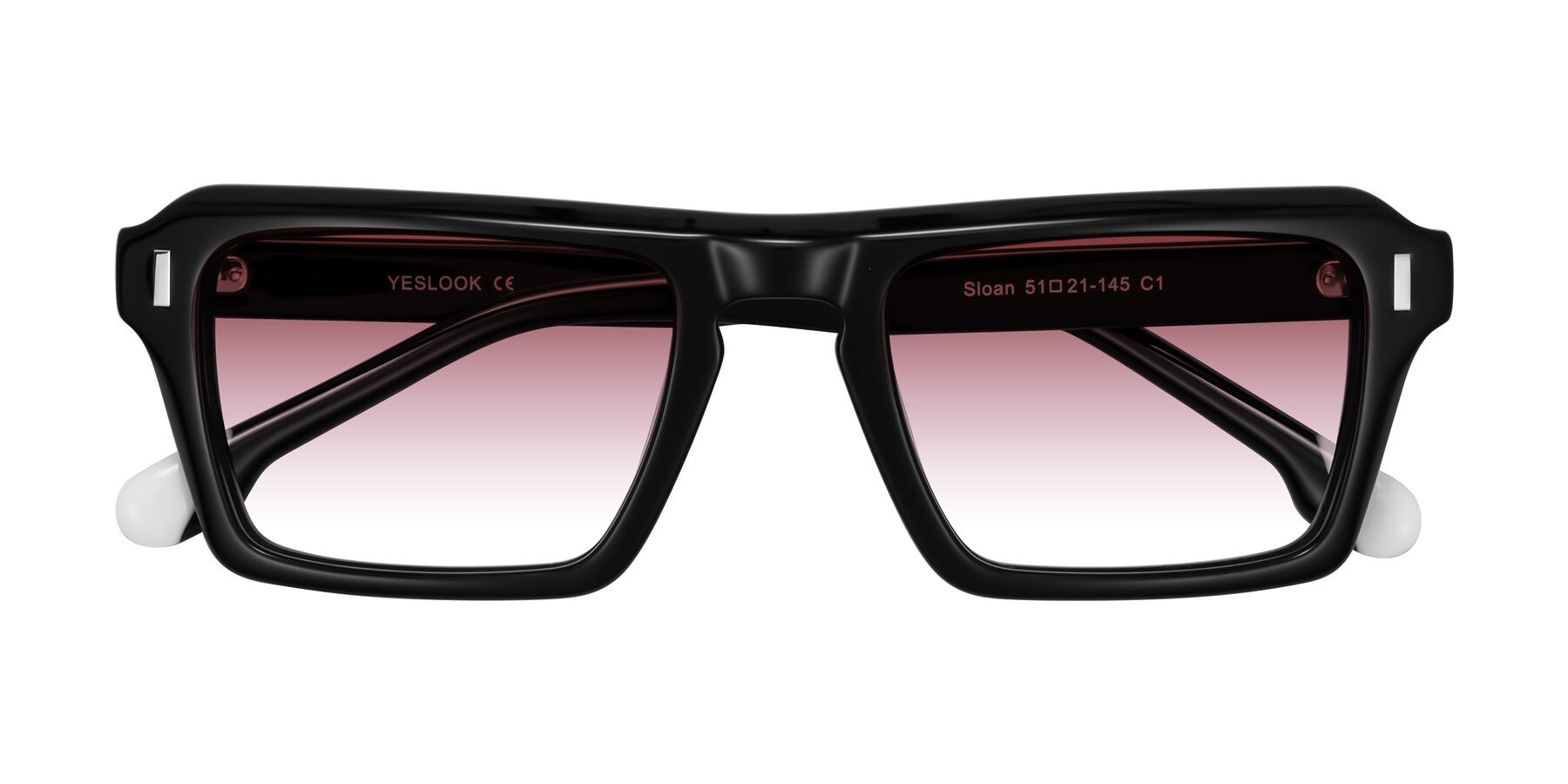 Folded Front of Sloan in Black with Garnet Gradient Lenses