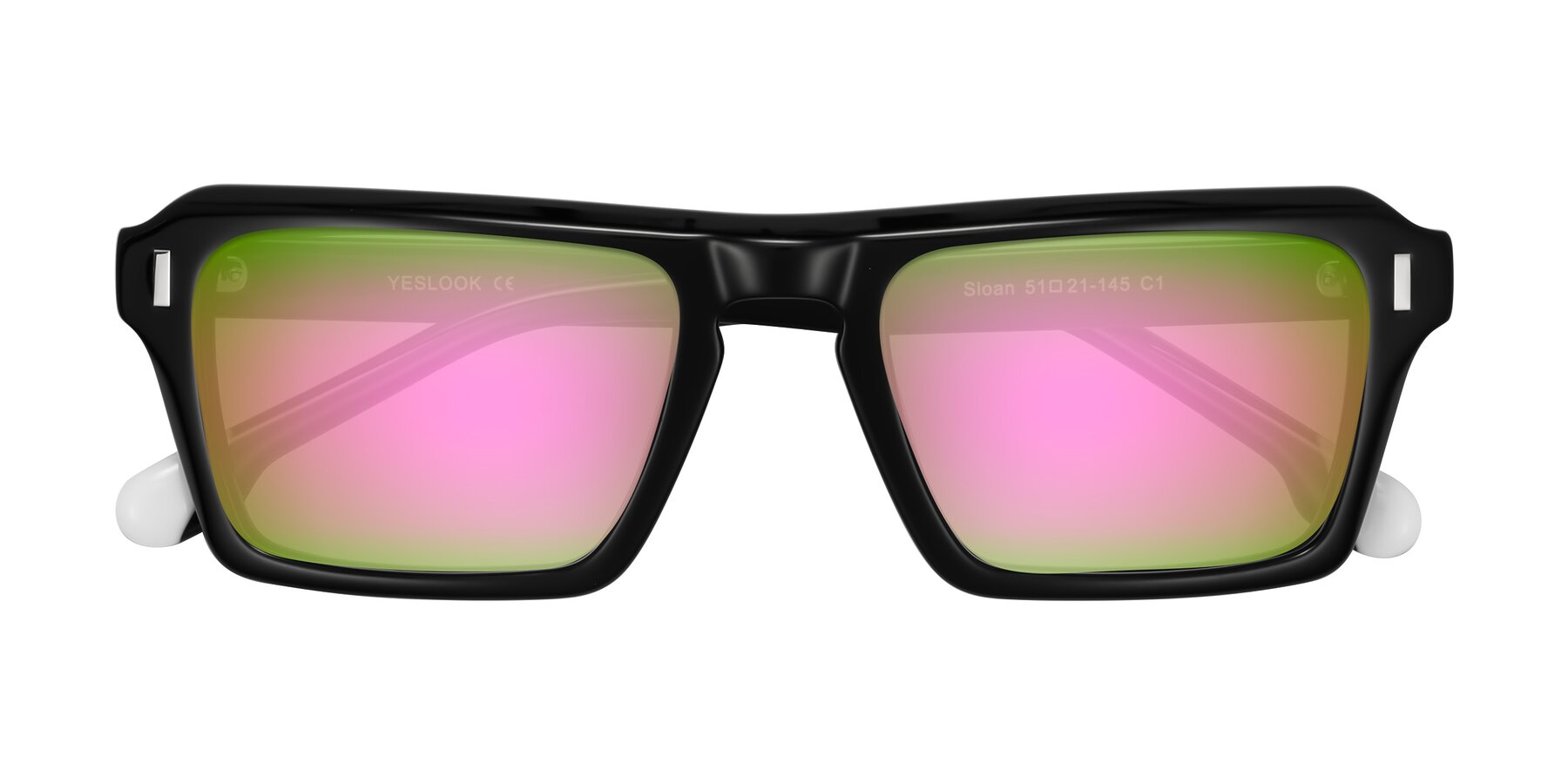 Folded Front of Sloan in Black with Pink Mirrored Lenses