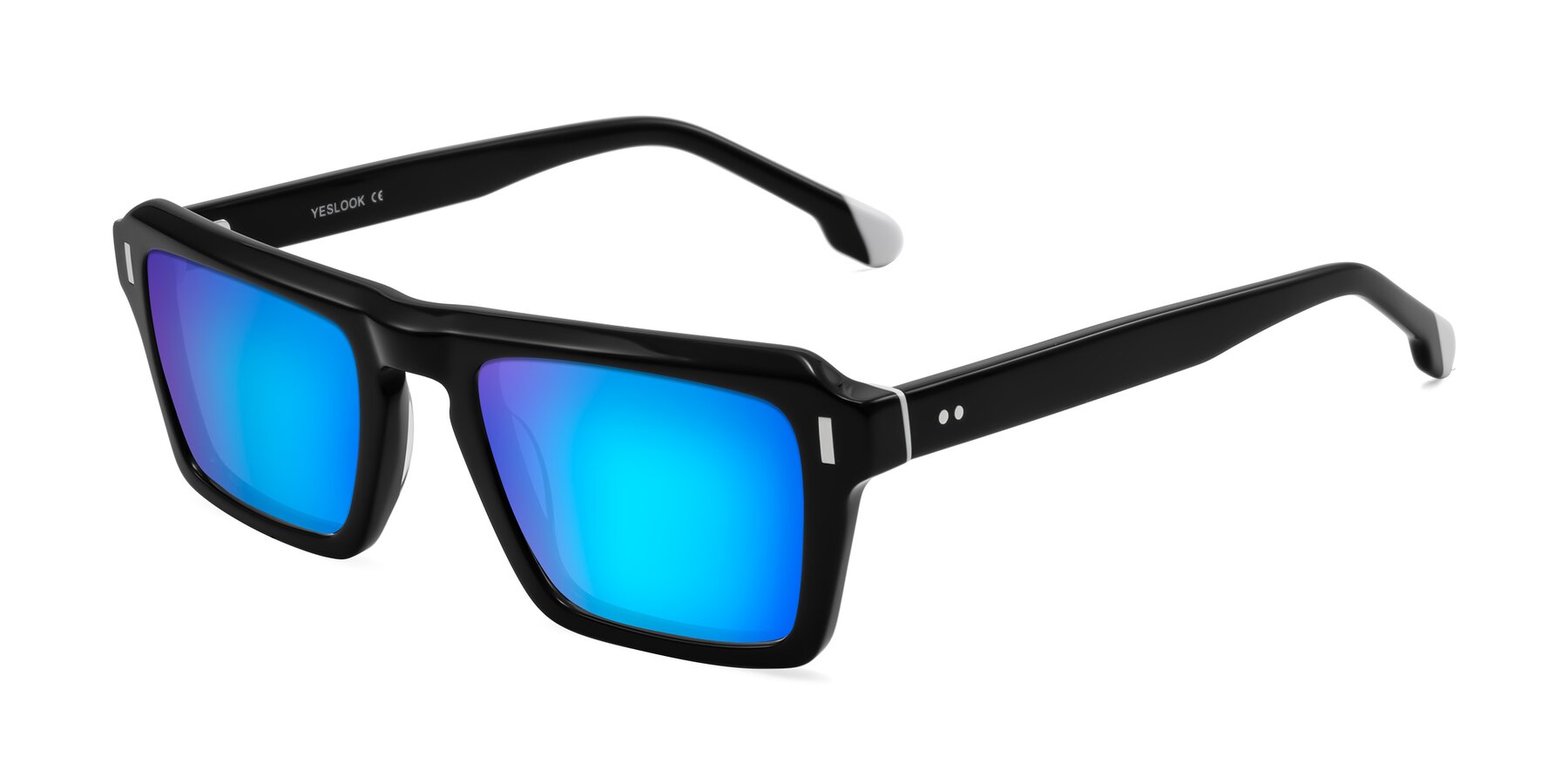 Angle of Sloan in Black with Blue Mirrored Lenses