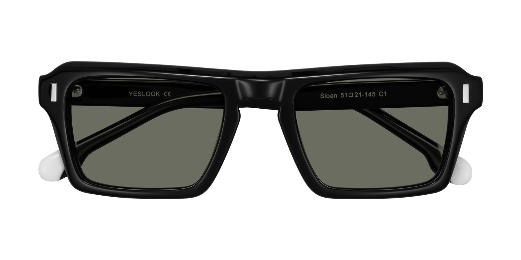 Folded Front of Sloan in Black with Gray Polarized Lenses