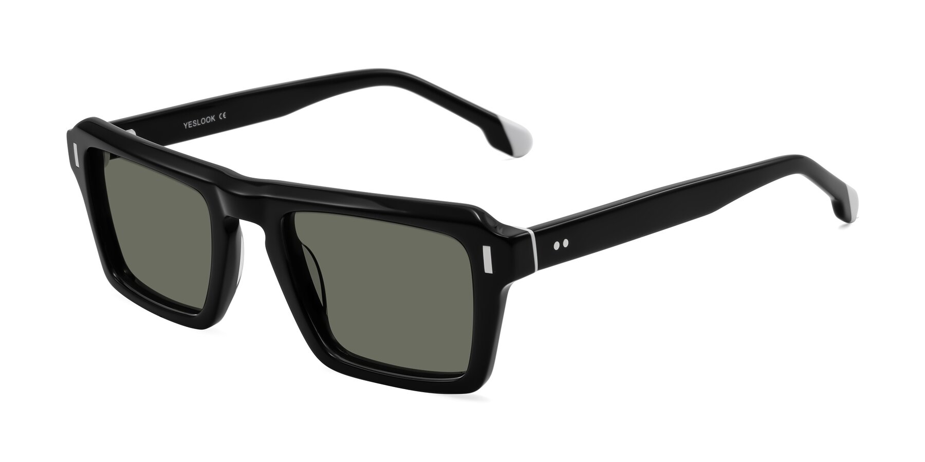 Angle of Sloan in Black with Gray Polarized Lenses