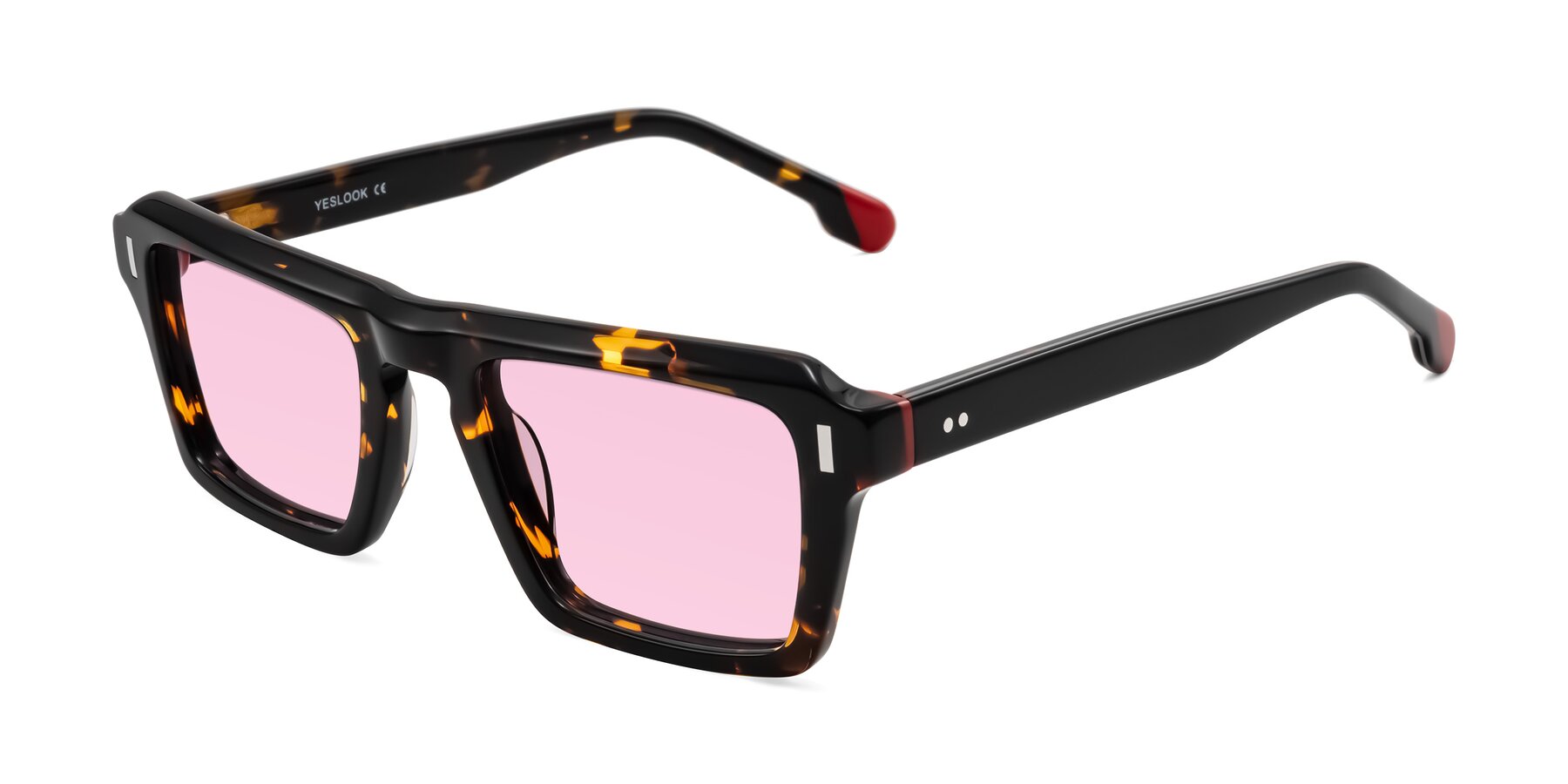 Angle of Sloan in Tortoise with Light Pink Tinted Lenses
