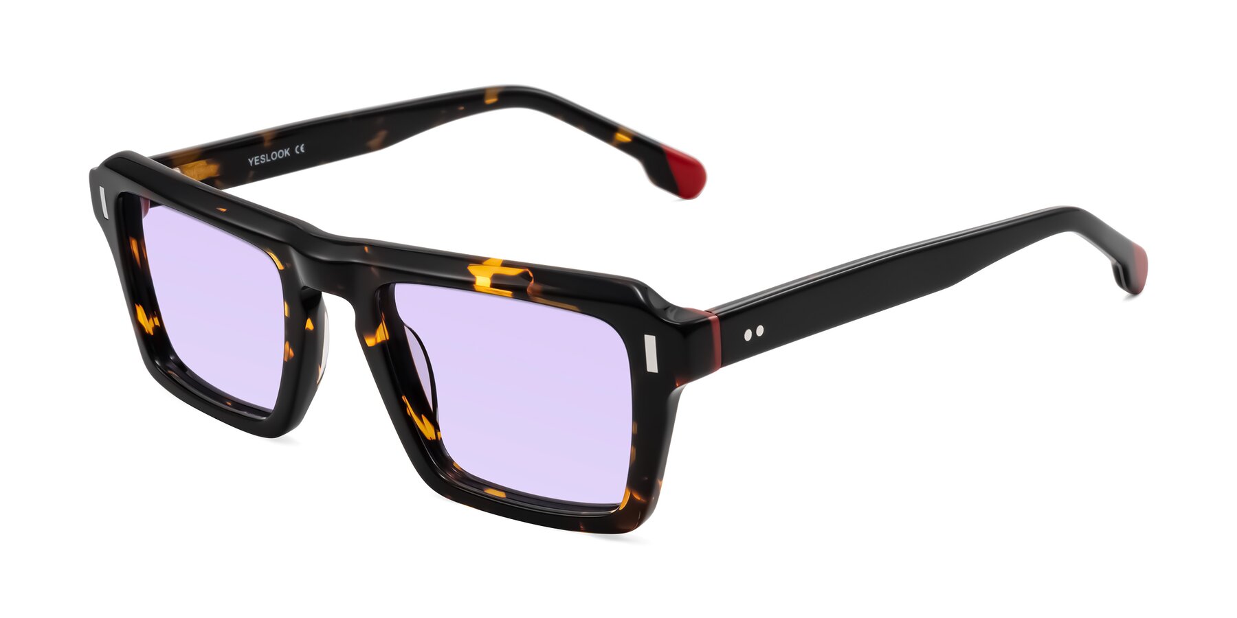 Angle of Sloan in Tortoise with Light Purple Tinted Lenses