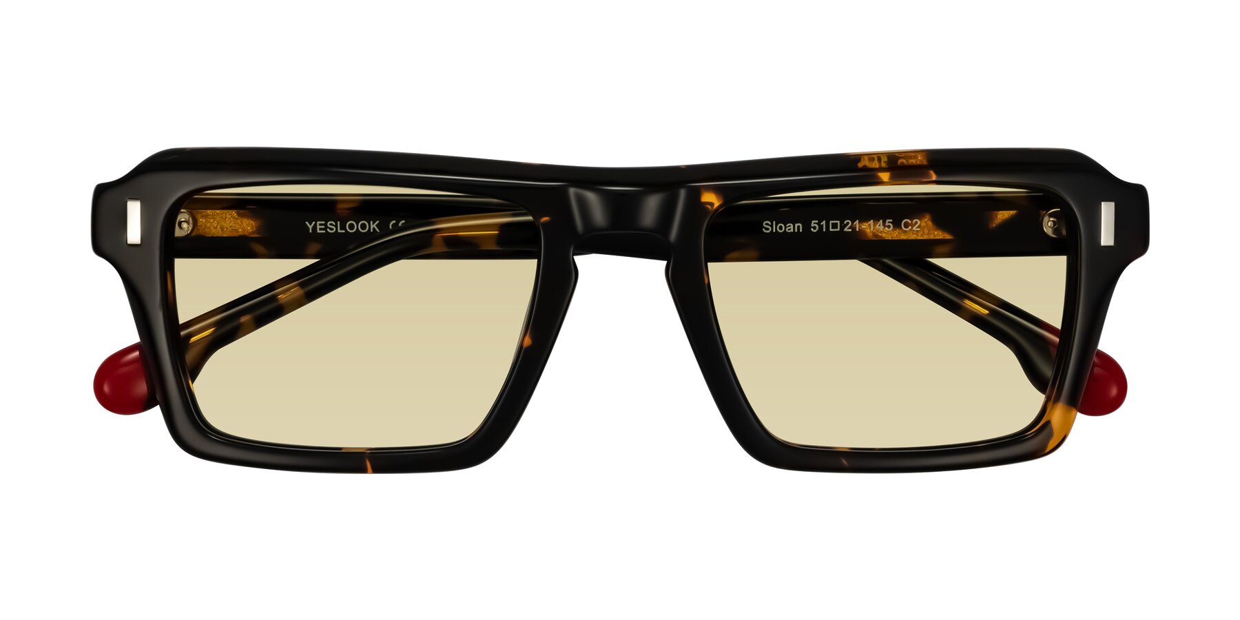 Folded Front of Sloan in Tortoise with Light Champagne Tinted Lenses