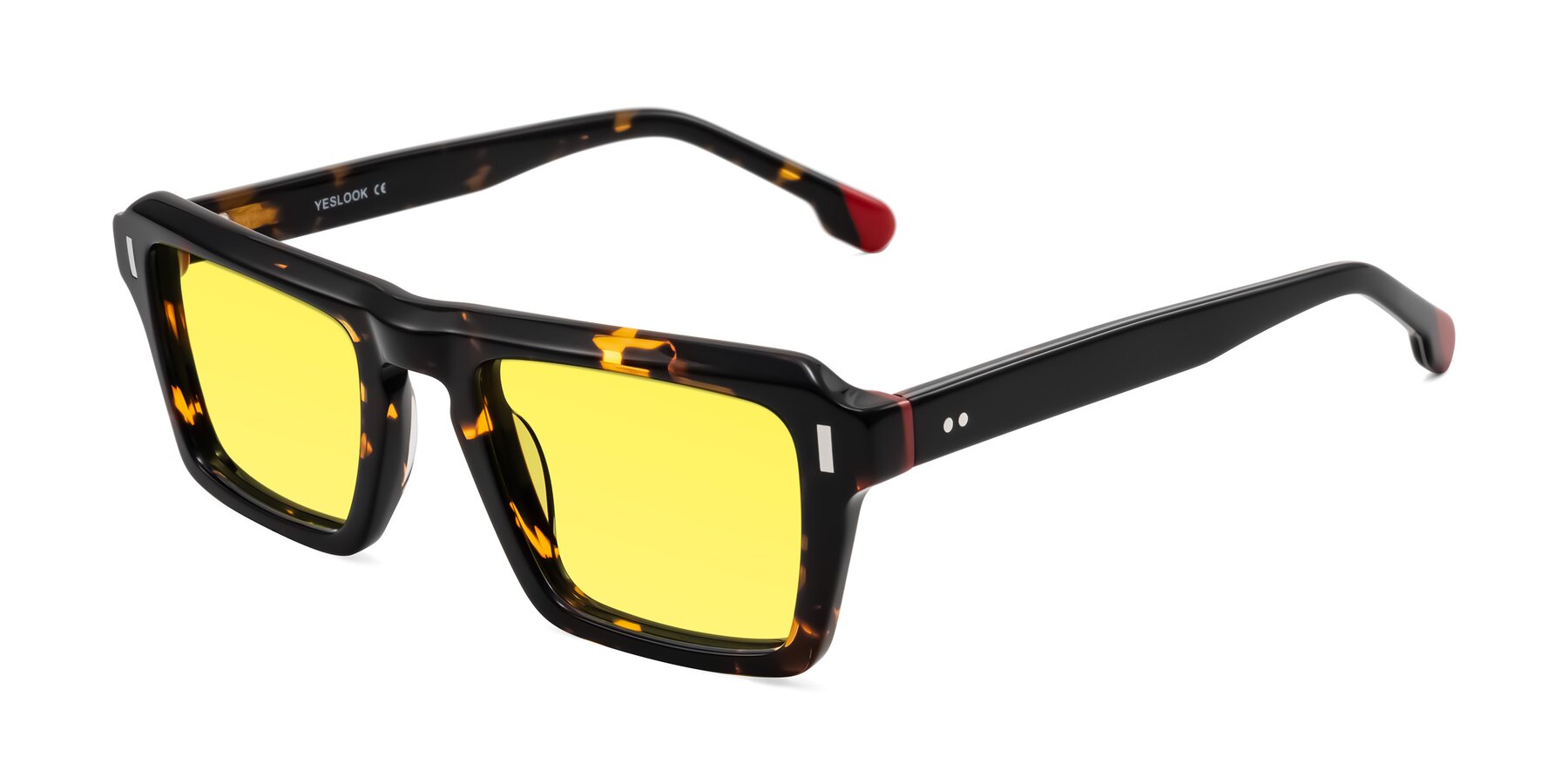 Angle of Sloan in Tortoise with Medium Yellow Tinted Lenses