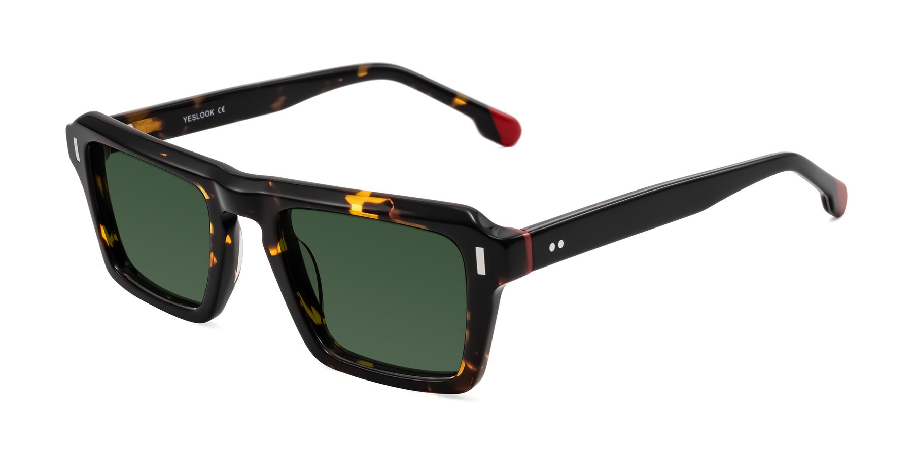 Angle of Sloan in Tortoise with Green Tinted Lenses