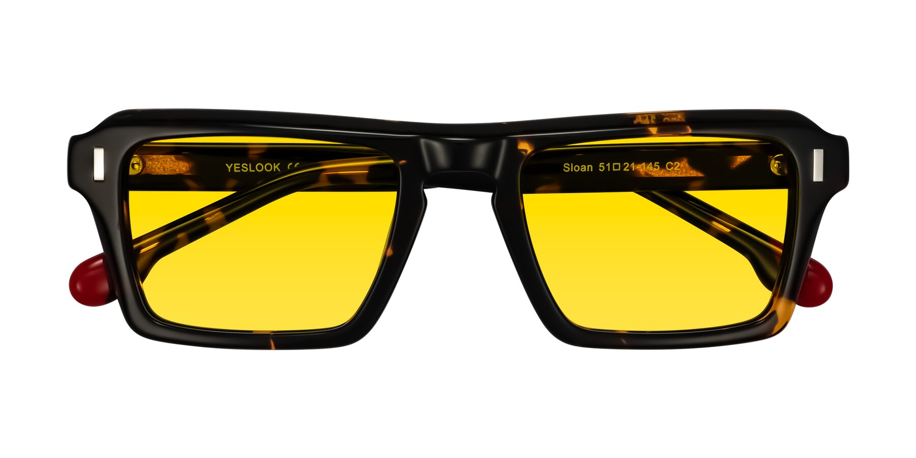 Folded Front of Sloan in Tortoise with Yellow Tinted Lenses
