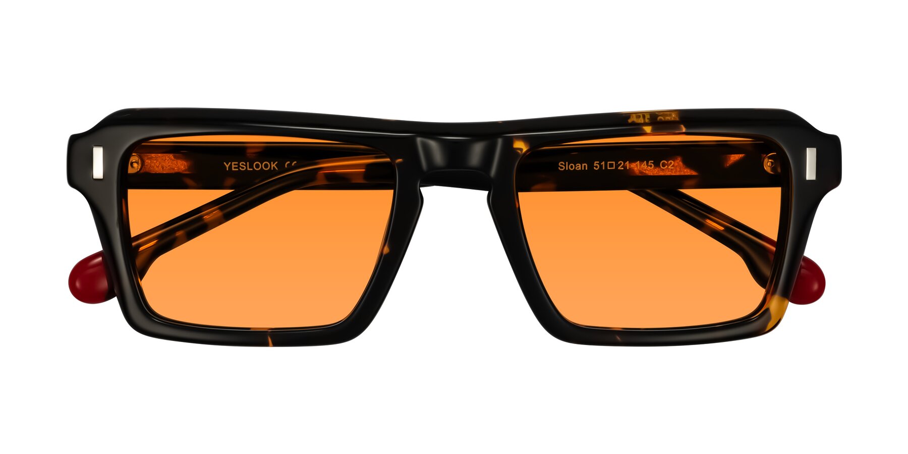 Folded Front of Sloan in Tortoise with Orange Tinted Lenses