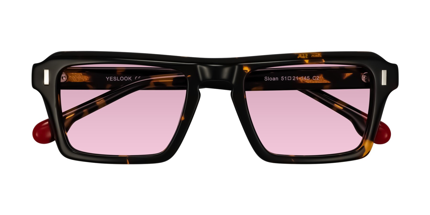 Folded Front of Sloan in Tortoise with Light Wine Tinted Lenses