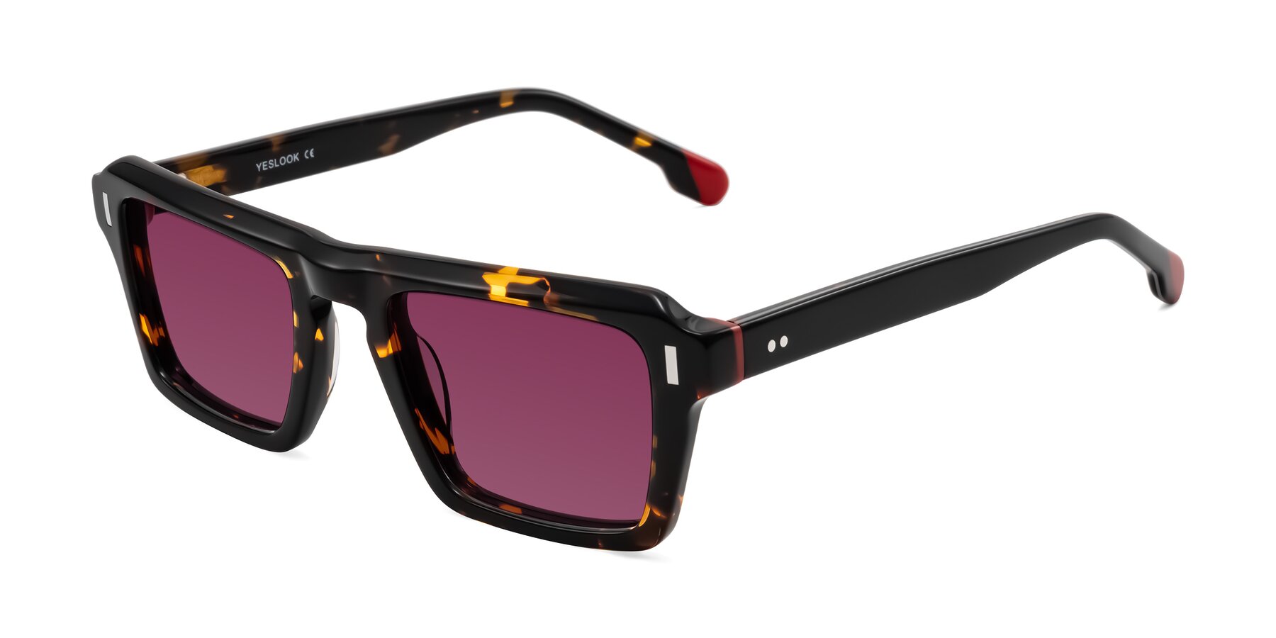 Angle of Sloan in Tortoise with Wine Tinted Lenses