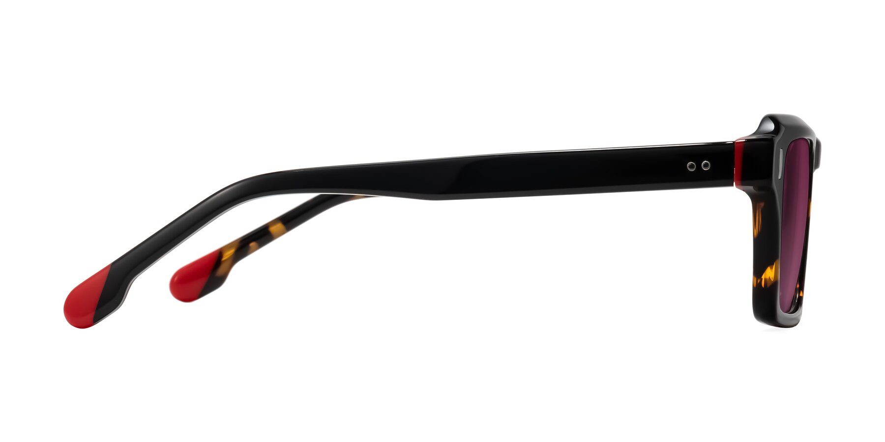 Side of Sloan in Tortoise with Wine Tinted Lenses