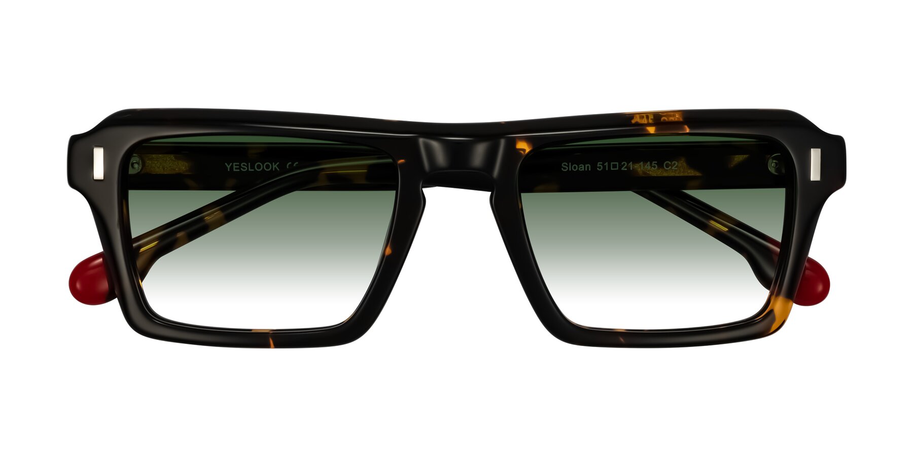 Folded Front of Sloan in Tortoise with Green Gradient Lenses