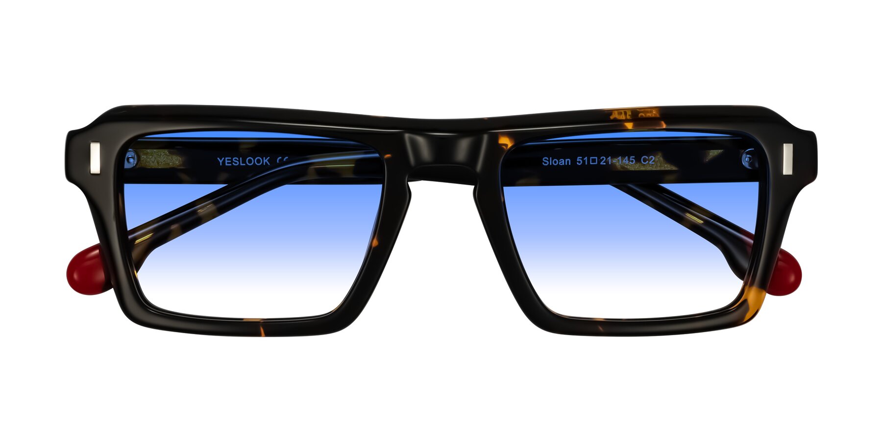 Folded Front of Sloan in Tortoise with Blue Gradient Lenses