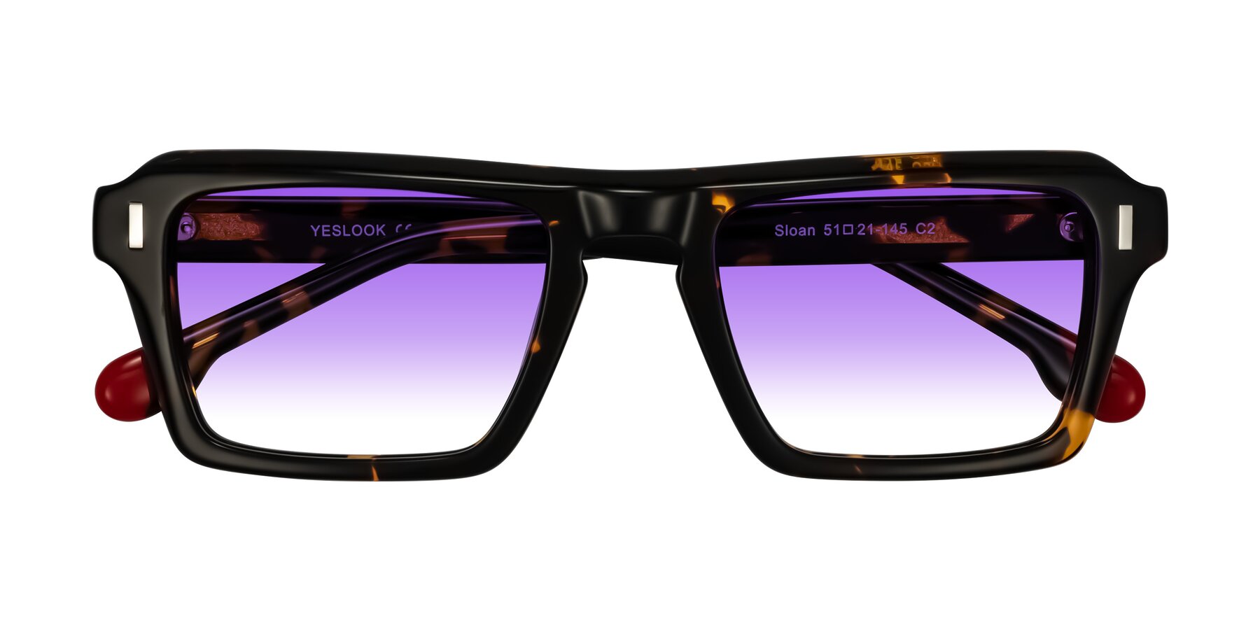 Folded Front of Sloan in Tortoise with Purple Gradient Lenses