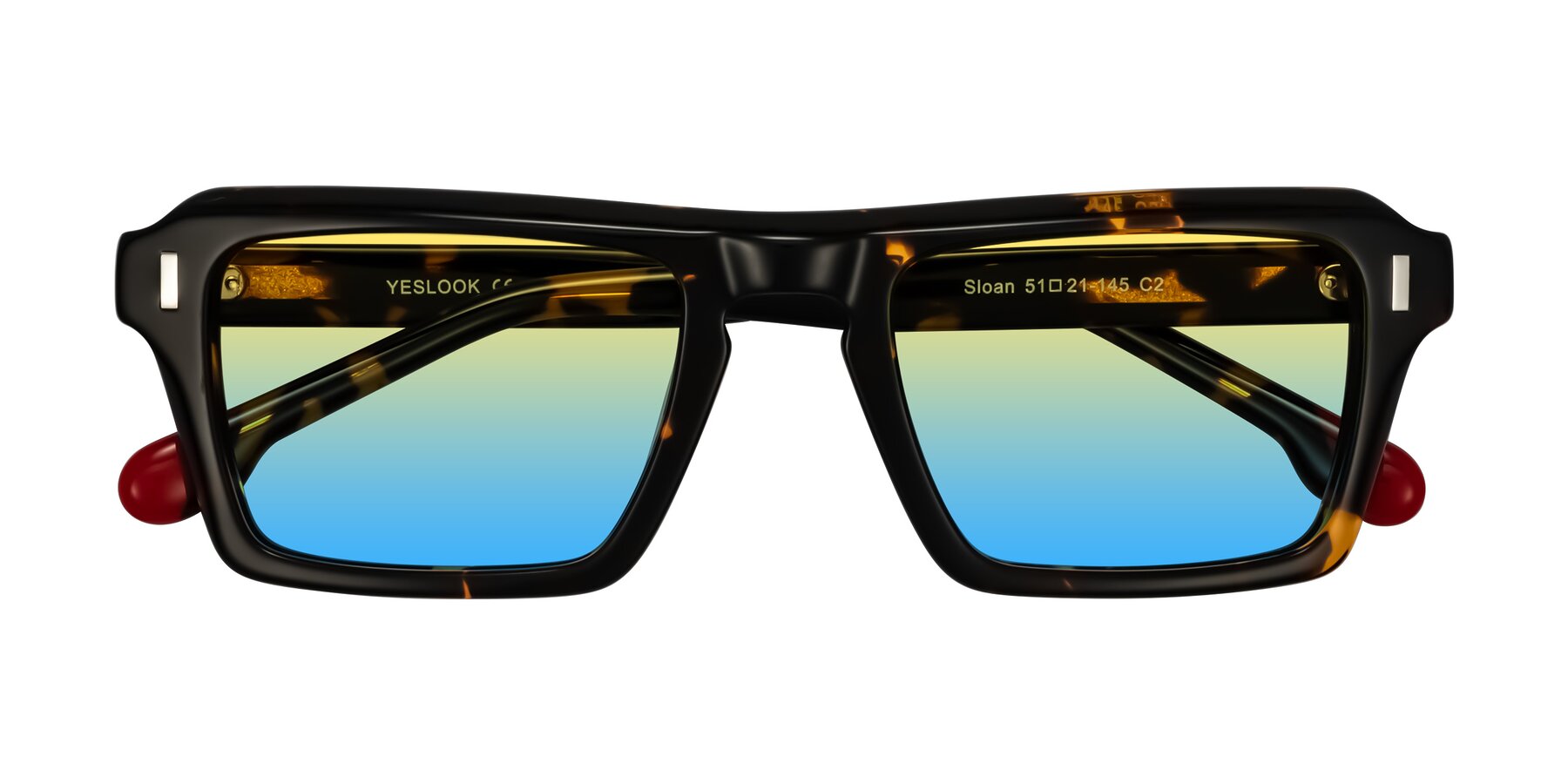 Folded Front of Sloan in Tortoise with Yellow / Blue Gradient Lenses